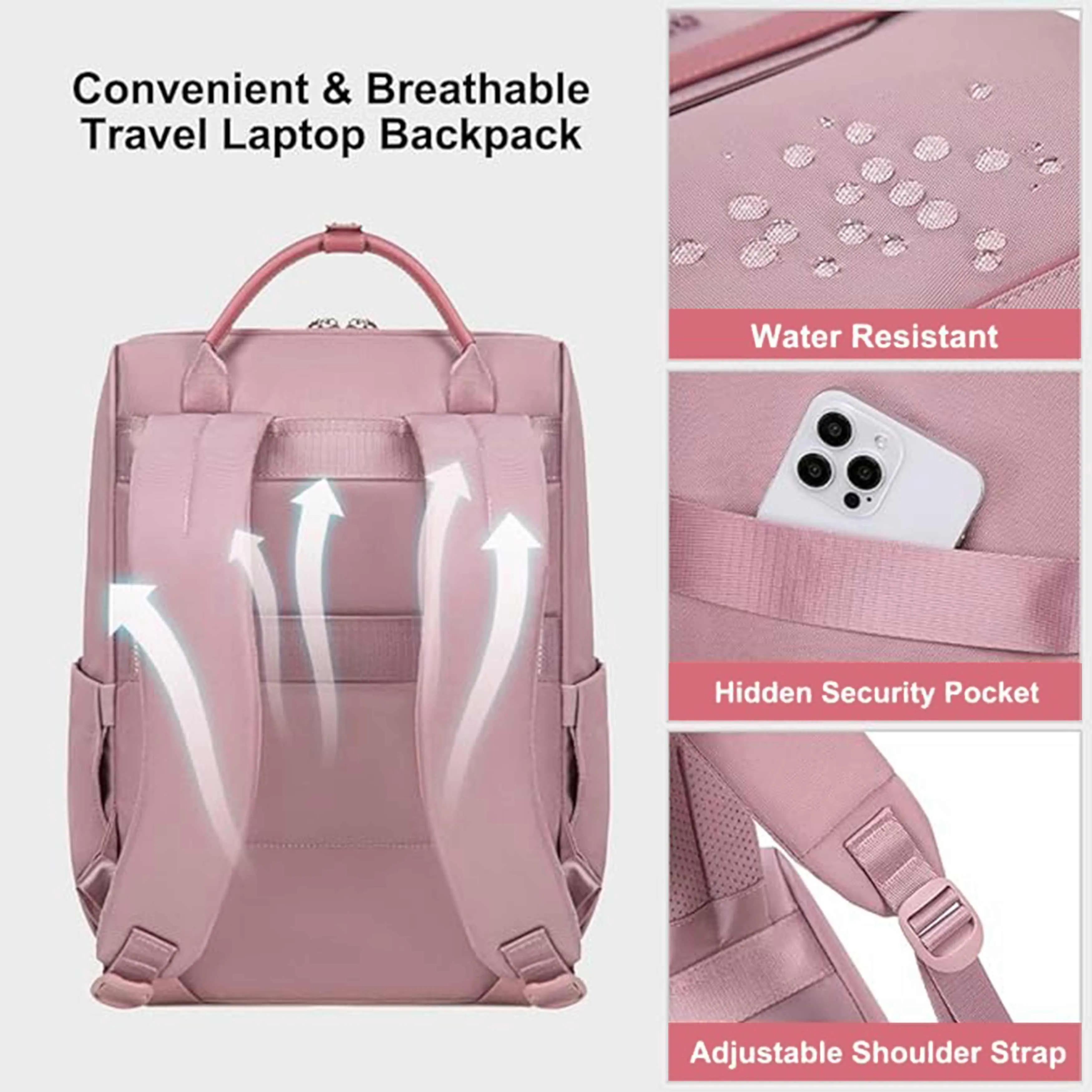 Chantria Casual Laptop Backpack for Women Water Resistant Multifunctional Polyester Daypack for Office/School/College/Travel, CB00618