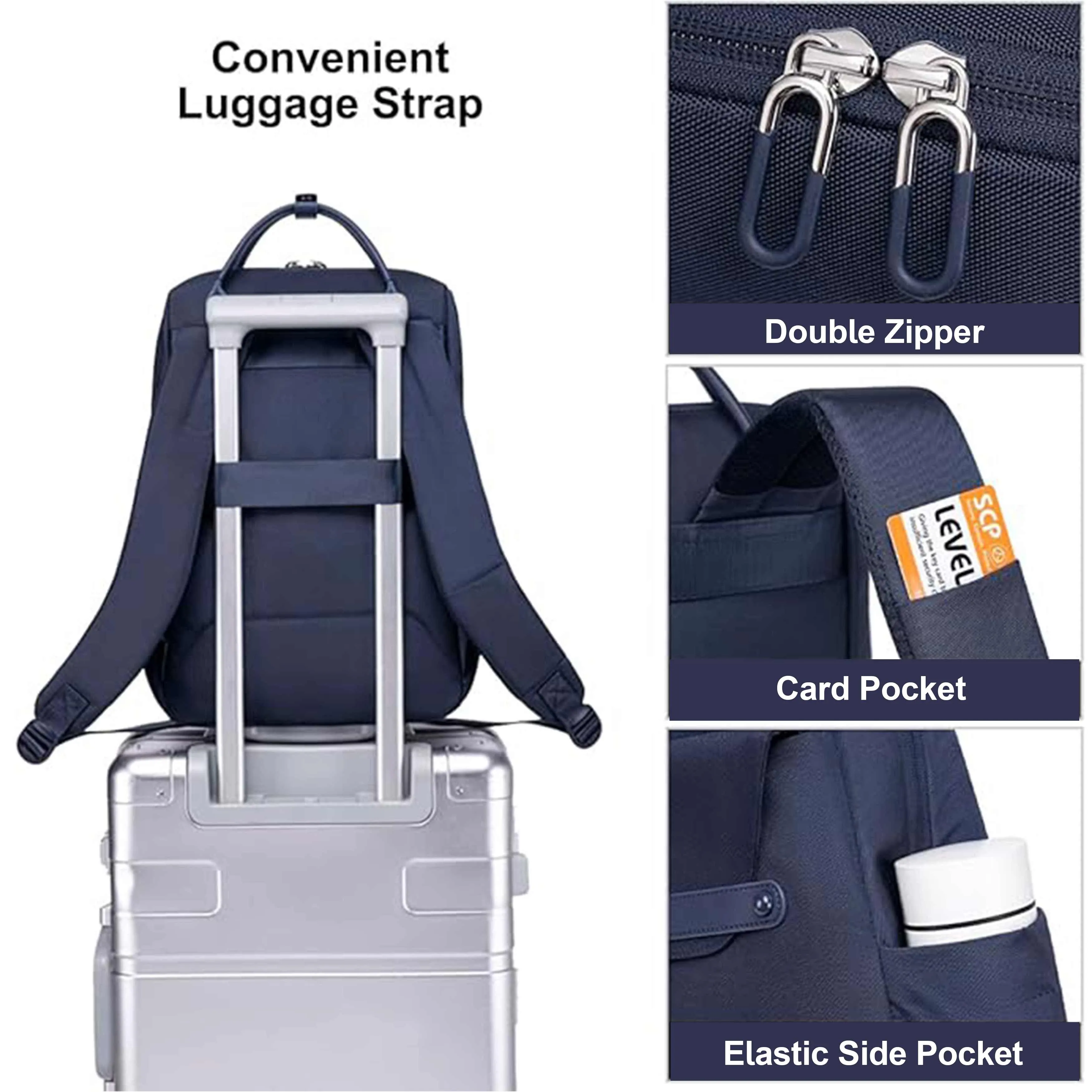 Chantria Casual Laptop Backpack for Women Water Resistant Multifunctional Polyester Daypack for Office/School/College/Travel, CB00618