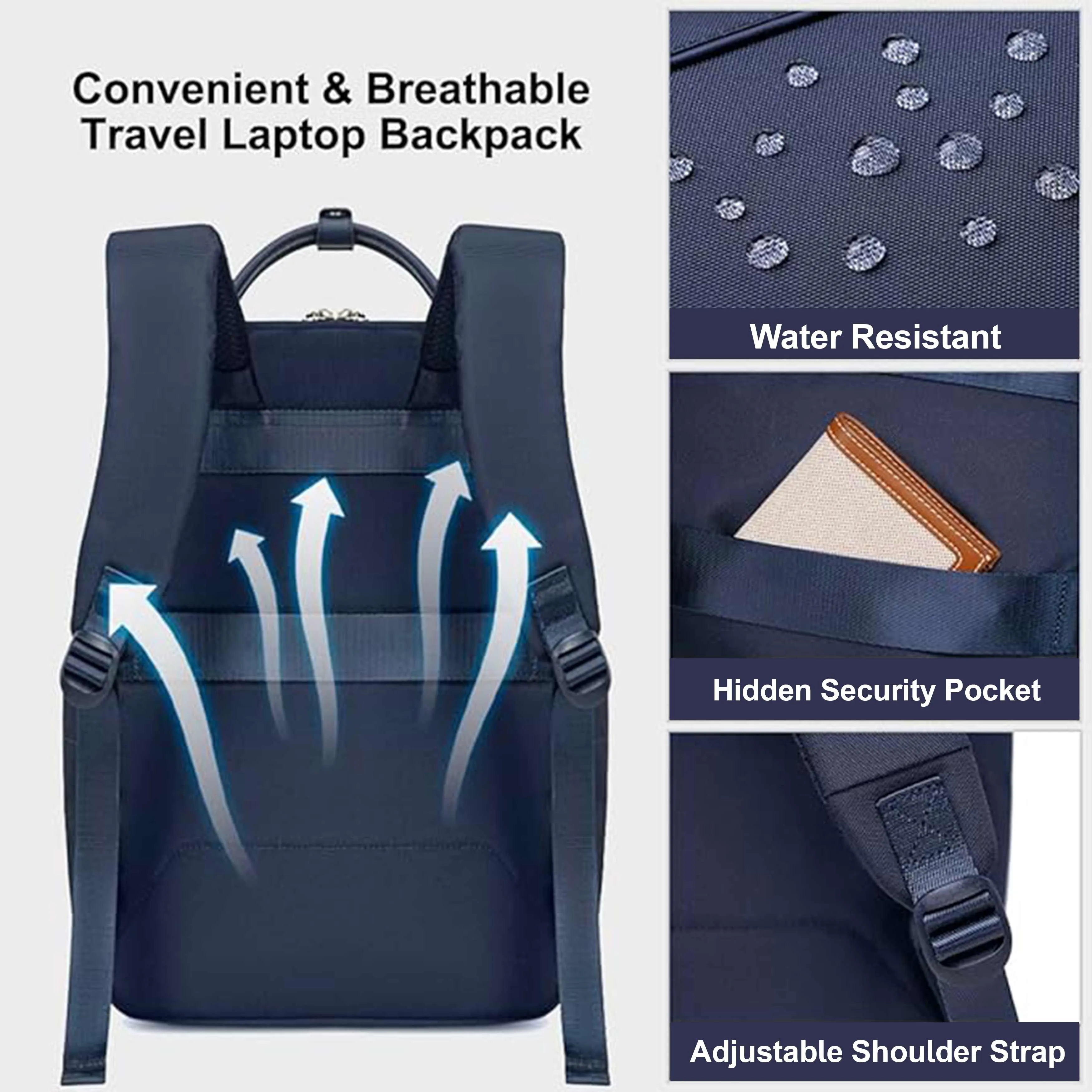 Chantria Casual Laptop Backpack for Women Water Resistant Multifunctional Polyester Daypack for Office/School/College/Travel, CB00618