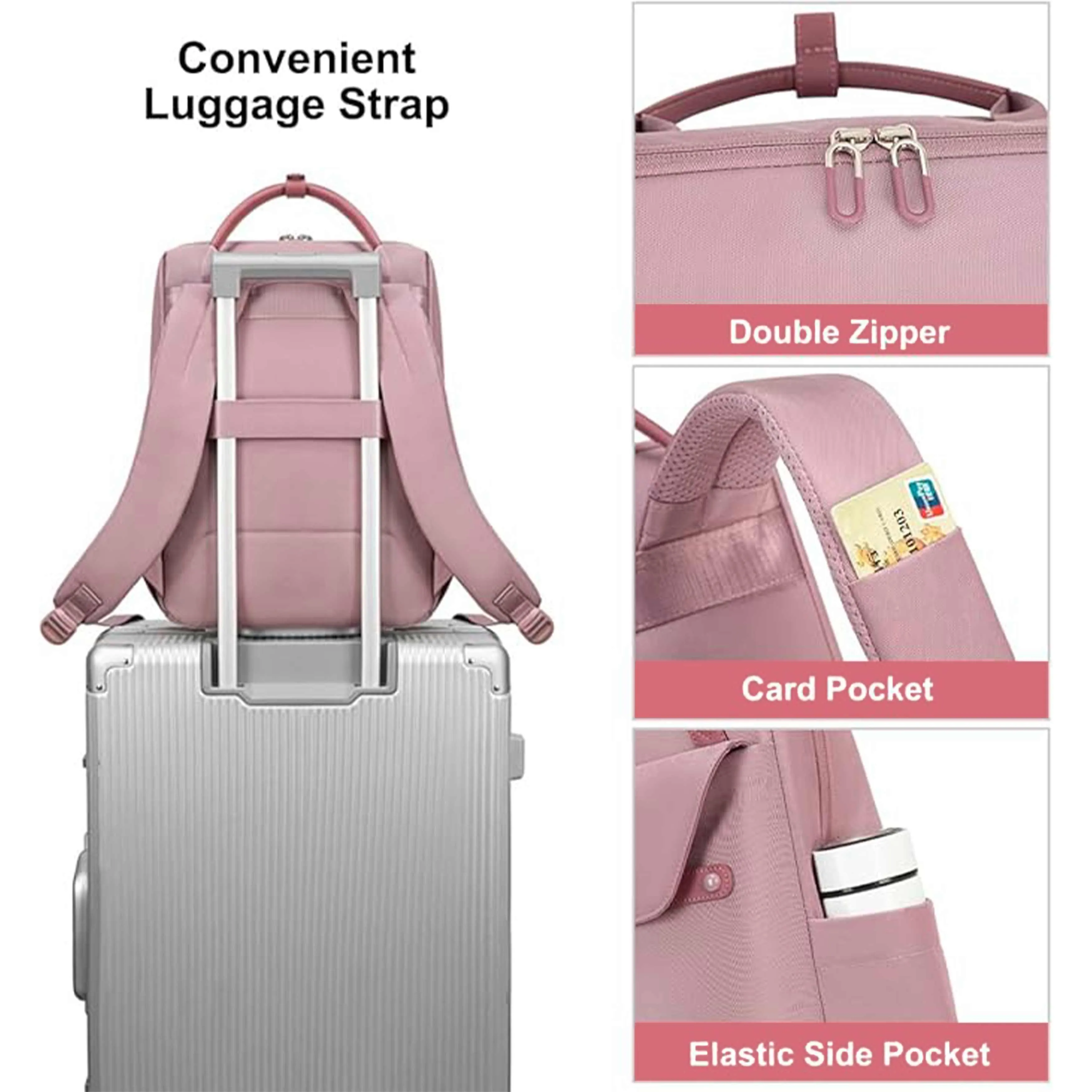 Chantria Casual Laptop Backpack for Women Water Resistant Multifunctional Polyester Daypack for Office/School/College/Travel, CB00618
