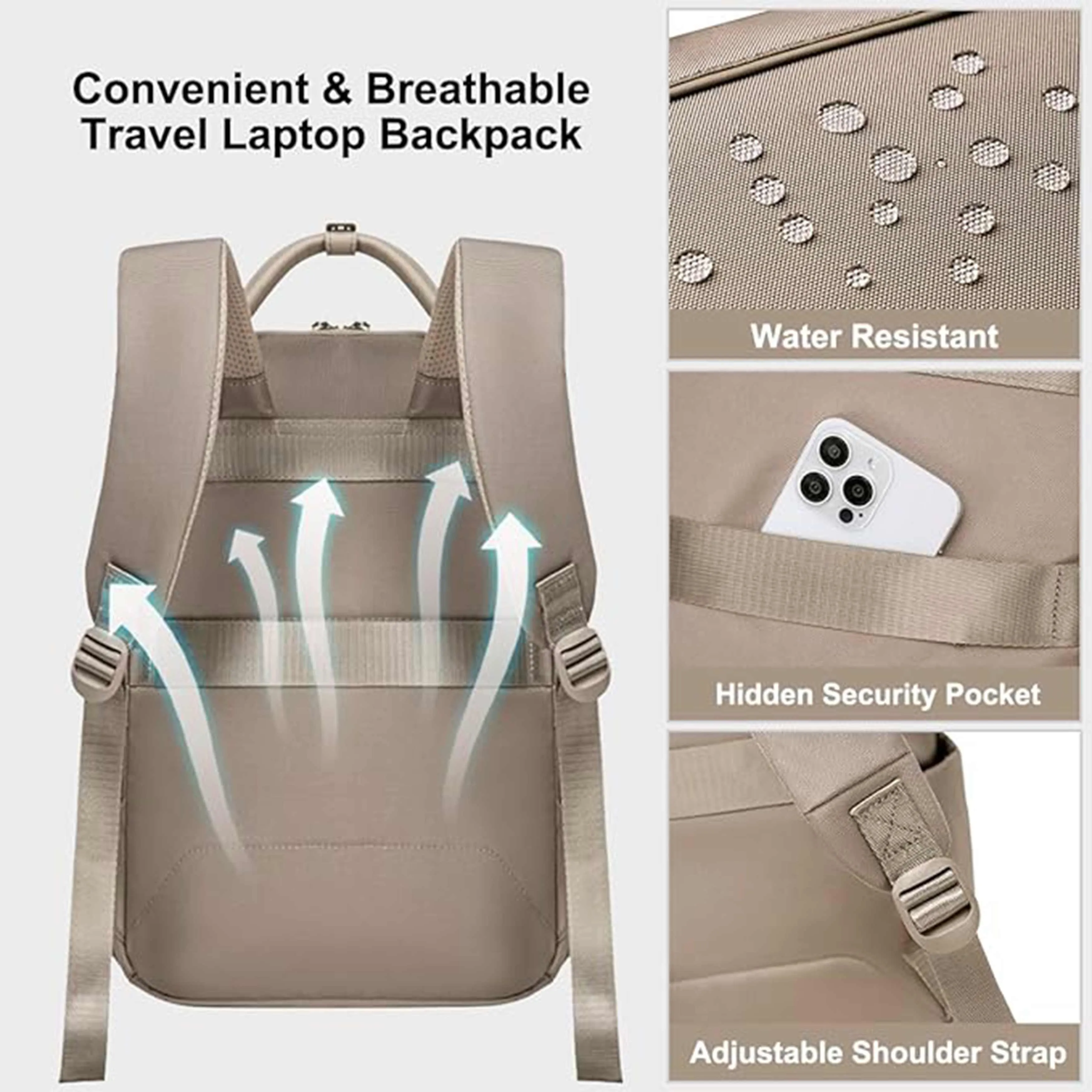 Chantria Casual Laptop Backpack for Women Water Resistant Multifunctional Polyester Daypack for Office/School/College/Travel, CB00618