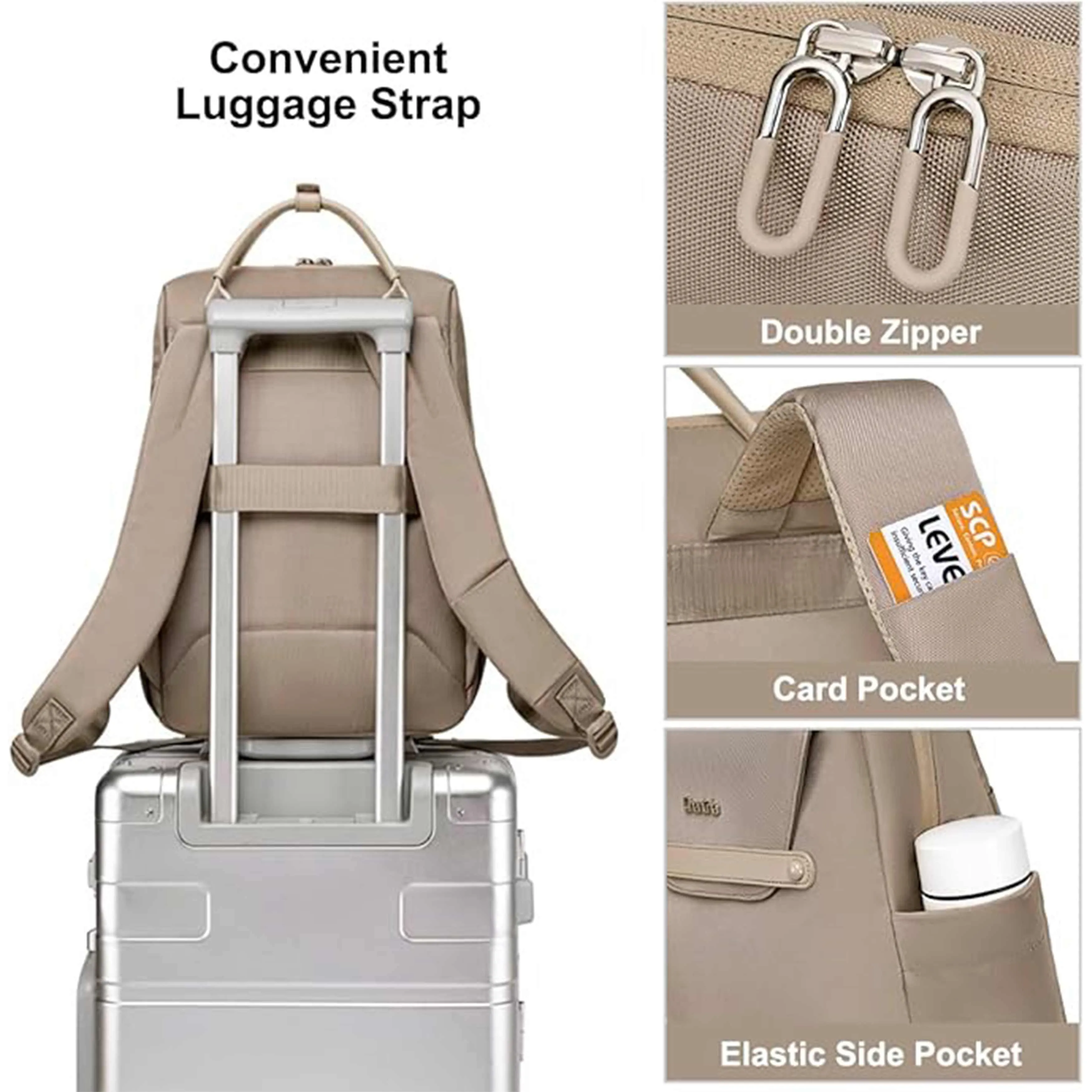 Chantria Casual Laptop Backpack for Women Water Resistant Multifunctional Polyester Daypack for Office/School/College/Travel, CB00618
