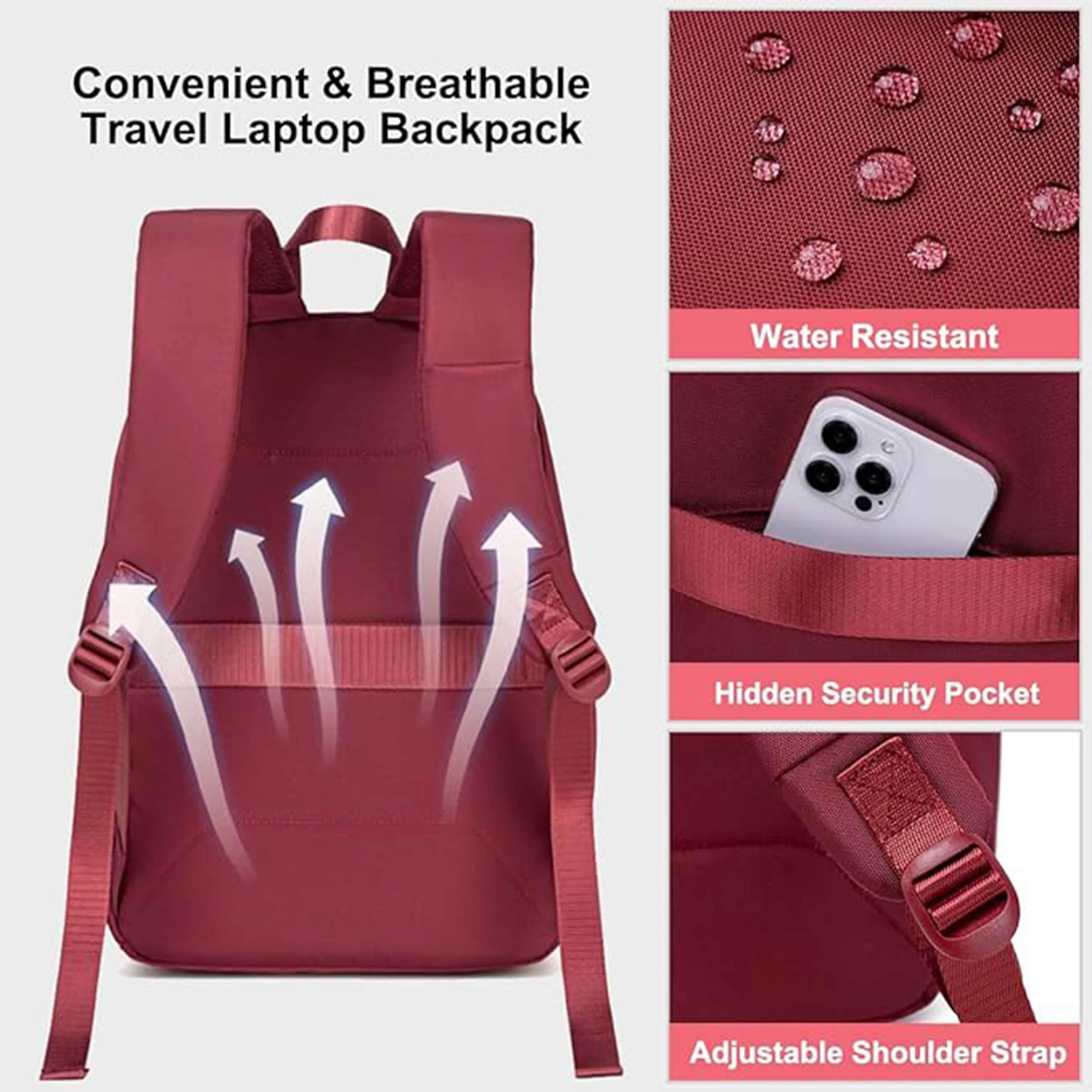 Chantria Premium Water-Resistant Computer Backpack for Women Multifunctional Anti-Theft Lightweight Daypack for Casual Travel Office School College, CB00649