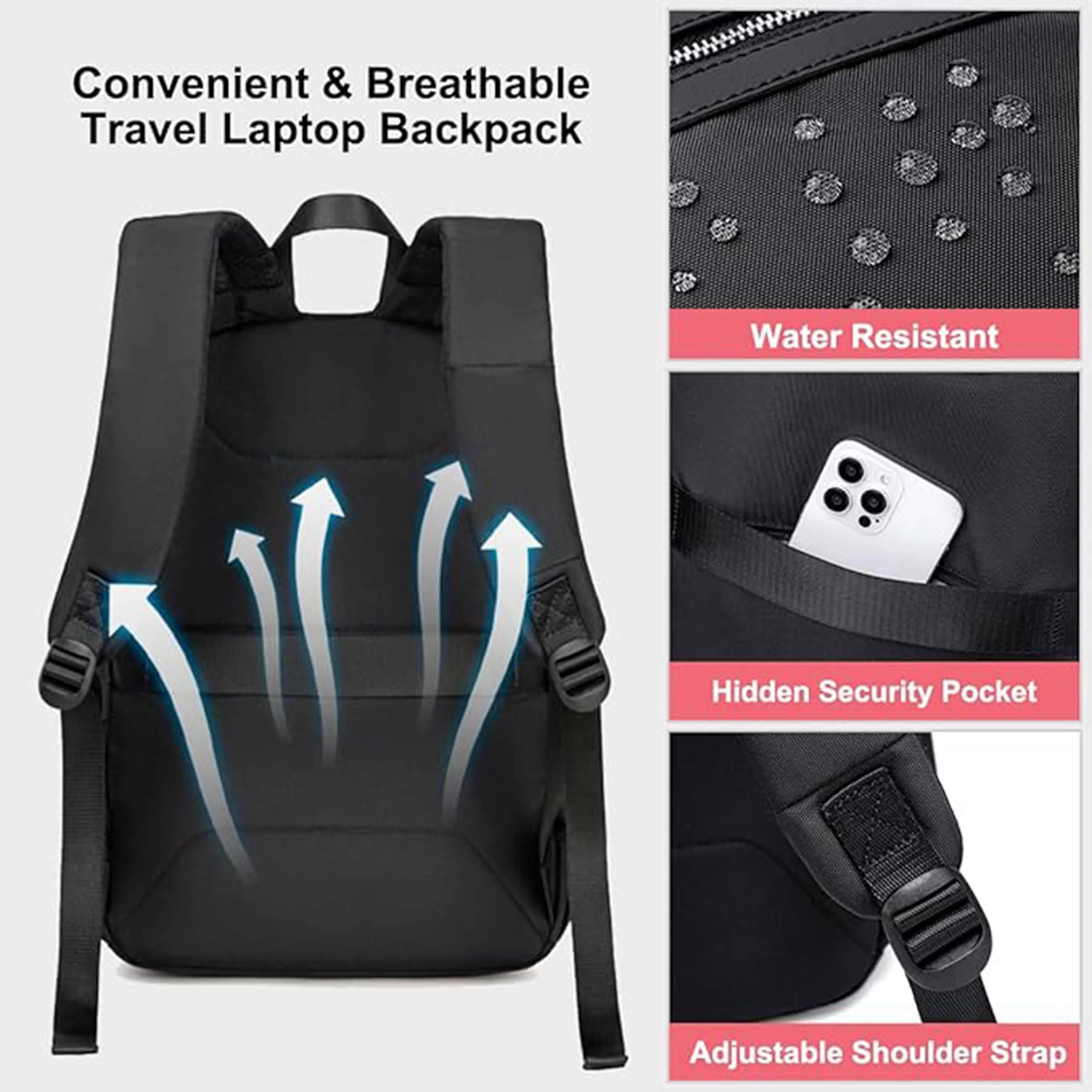 Chantria Premium Water-Resistant Computer Backpack for Women Multifunctional Anti-Theft Lightweight Daypack for Casual Travel Office School College, CB00649