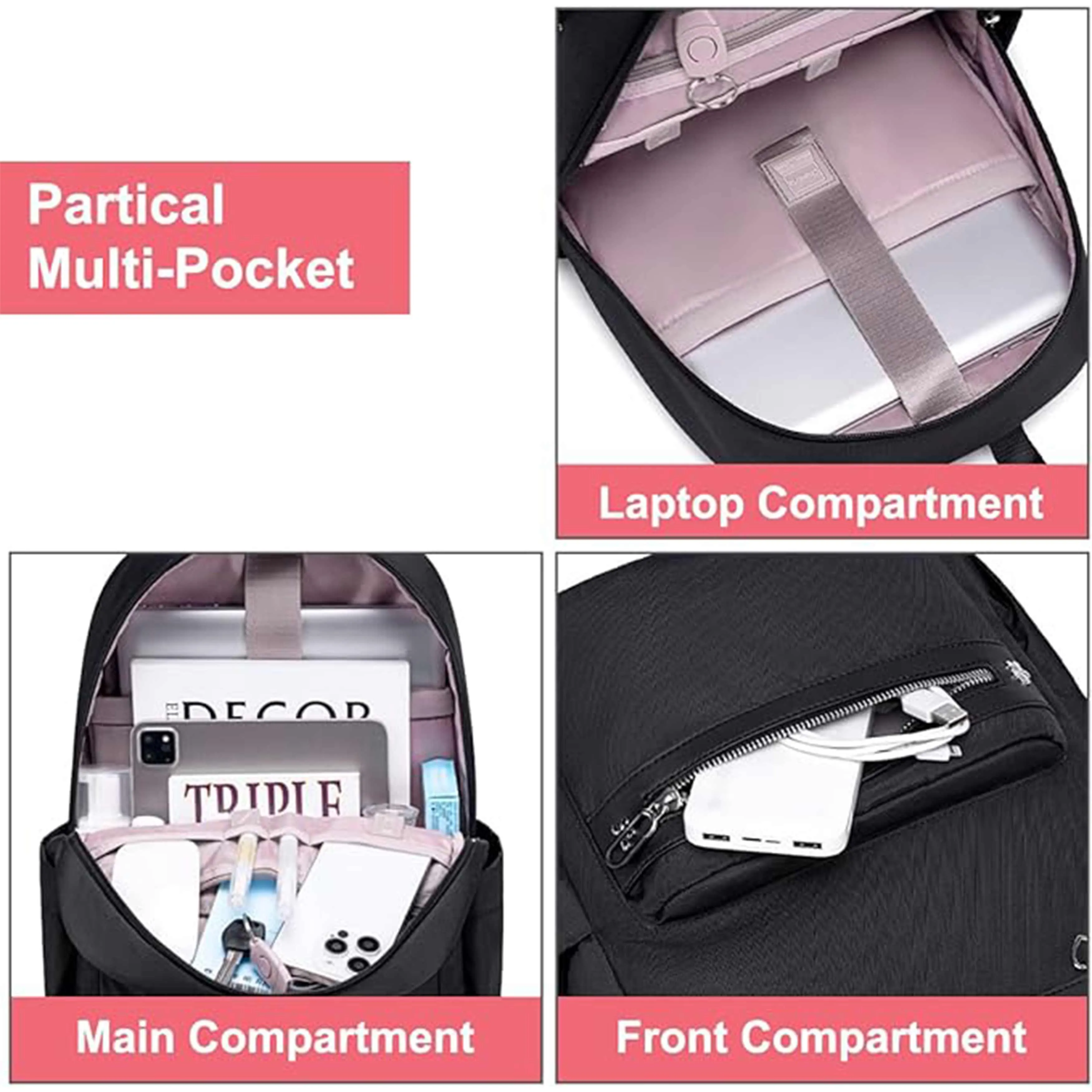 Chantria Premium Water-Resistant Computer Backpack for Women Multifunctional Anti-Theft Lightweight Daypack for Casual Travel Office School College, CB00649