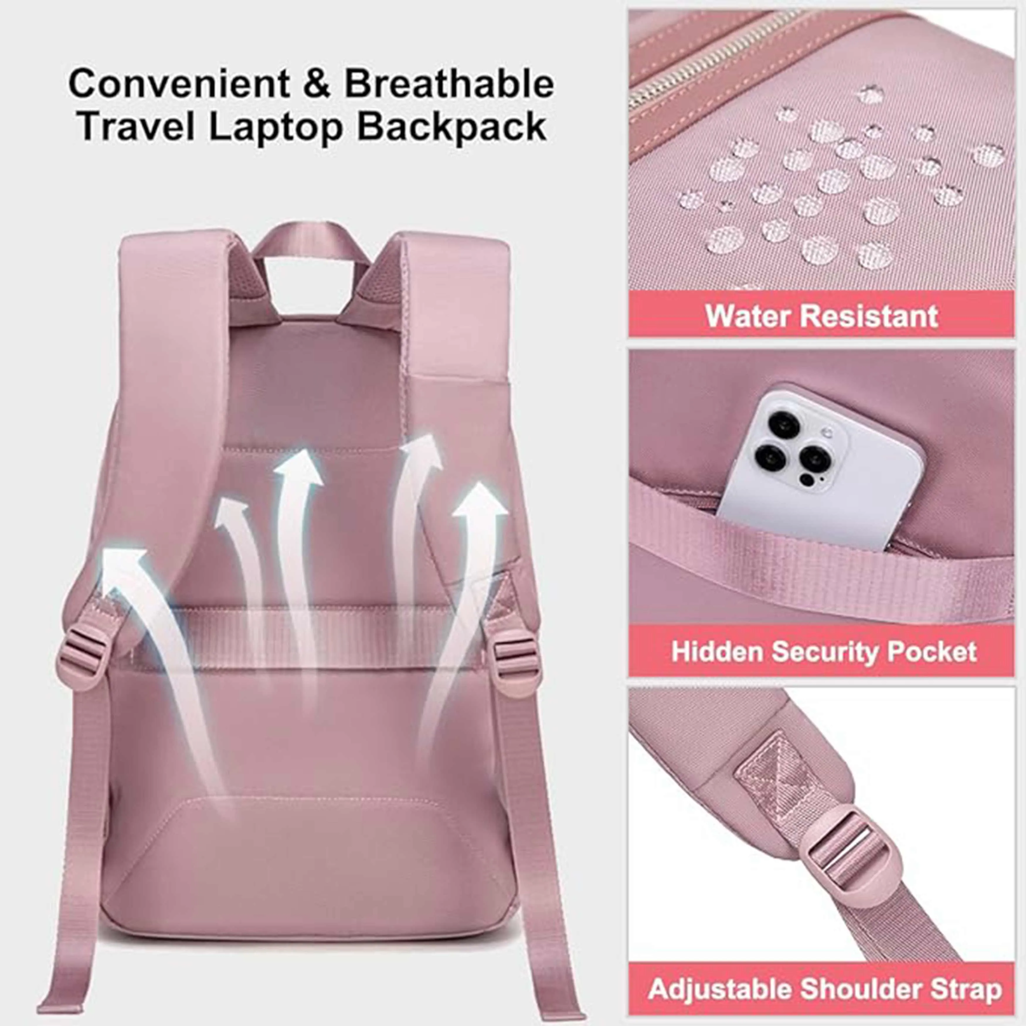 Chantria Premium Water-Resistant Computer Backpack for Women Multifunctional Anti-Theft Lightweight Daypack for Casual Travel Office School College, CB00649