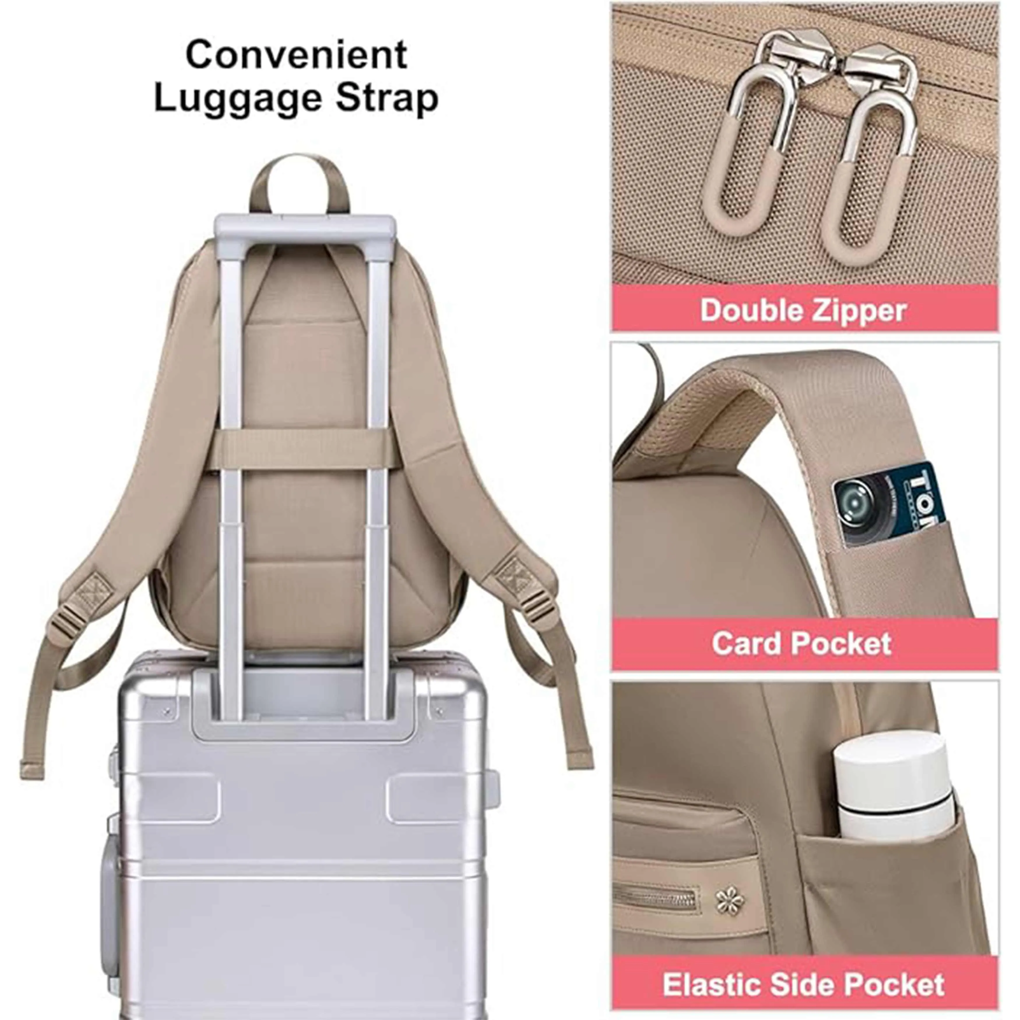 Chantria Premium Water-Resistant Computer Backpack for Women Multifunctional Anti-Theft Lightweight Daypack for Casual Travel Office School College, CB00649