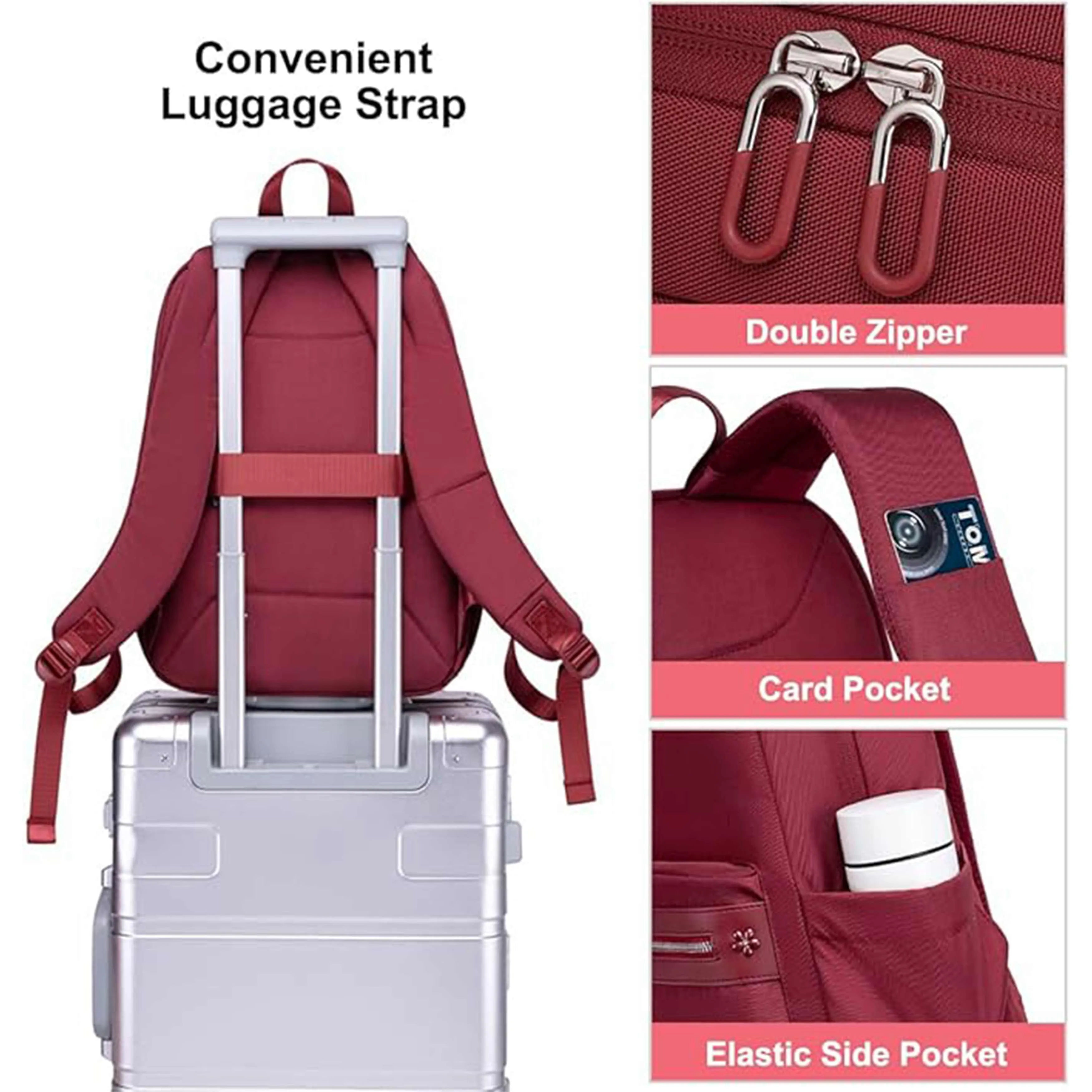 Chantria Premium Water-Resistant Computer Backpack for Women Multifunctional Anti-Theft Lightweight Daypack for Casual Travel Office School College, CB00649