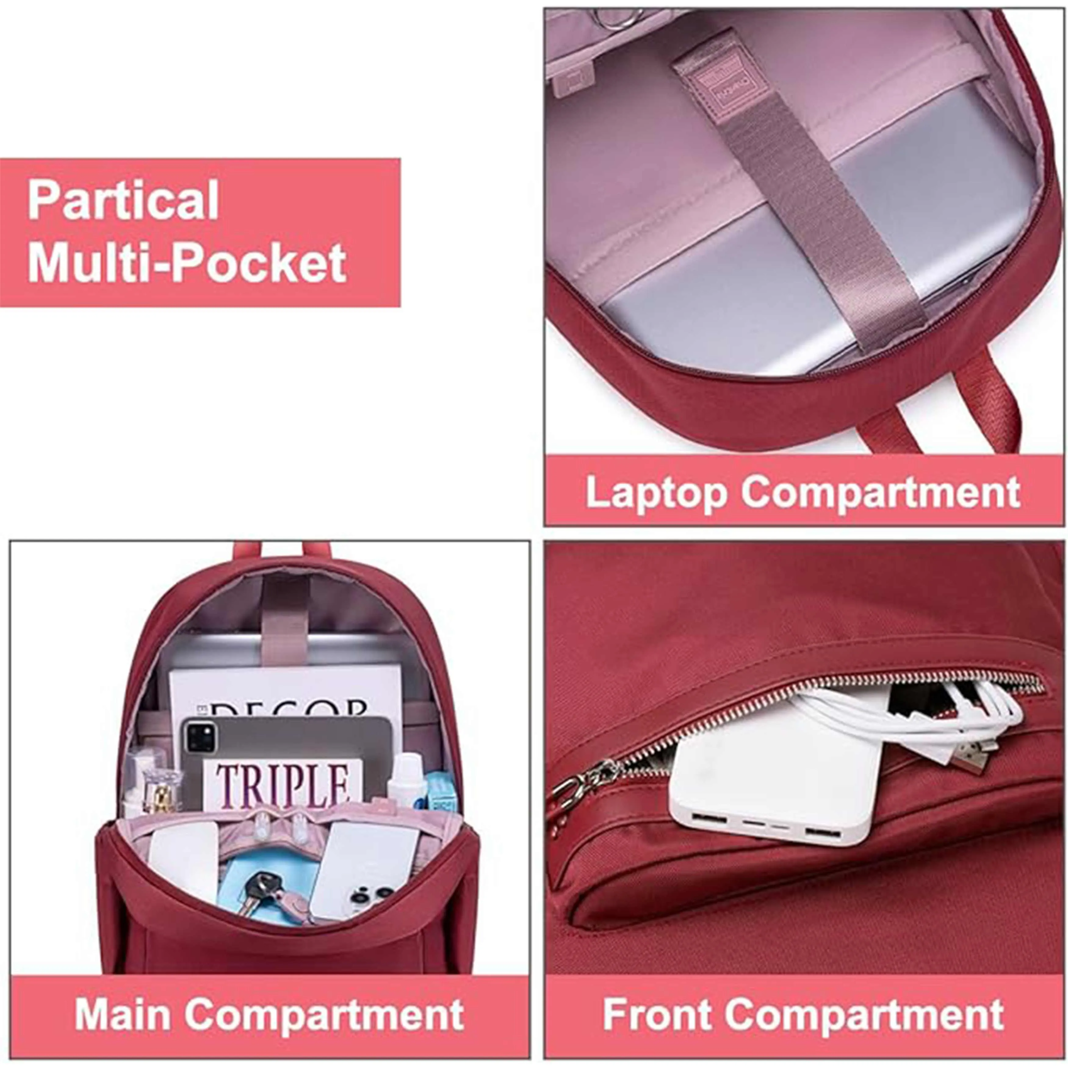 Chantria Premium Water-Resistant Computer Backpack for Women Multifunctional Anti-Theft Lightweight Daypack for Casual Travel Office School College, CB00649