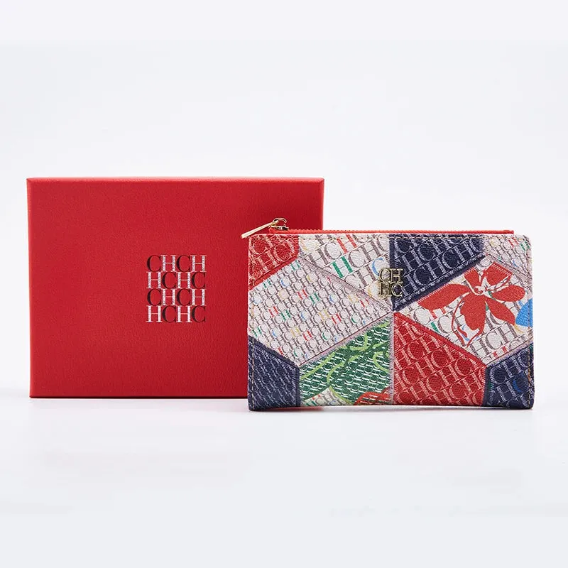 CHCH-Women's Cartoon Printing Long Wallet Retro Classic Wallet PVC Material Fashion Simple Large Capacity Bags