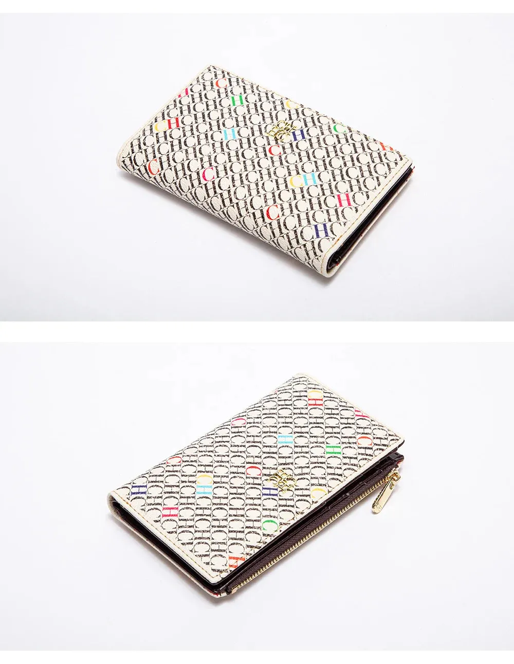 CHCH-Women's Cartoon Printing Long Wallet Retro Classic Wallet PVC Material Fashion Simple Large Capacity Bags