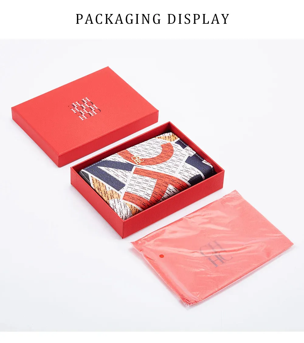 CHCH-Women's Cartoon Printing Long Wallet Retro Classic Wallet PVC Material Fashion Simple Large Capacity Bags