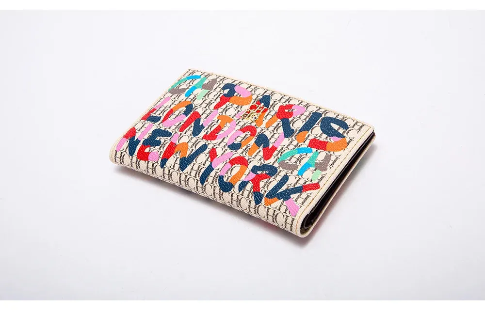 CHCH-Women's Cartoon Printing Long Wallet Retro Classic Wallet PVC Material Fashion Simple Large Capacity Bags