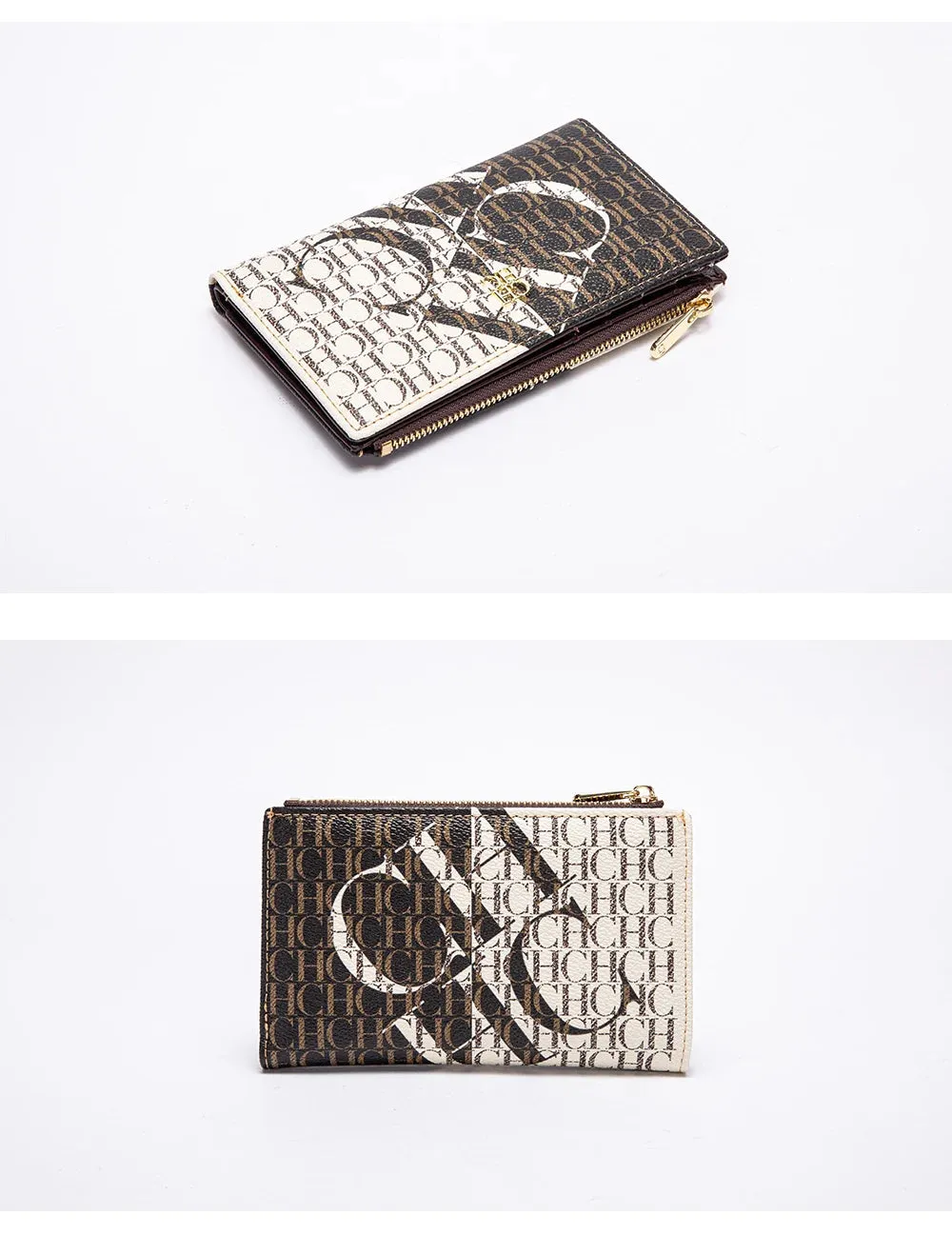 CHCH-Women's Cartoon Printing Long Wallet Retro Classic Wallet PVC Material Fashion Simple Large Capacity Bags