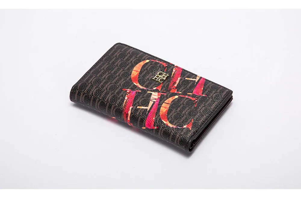 CHCH-Women's Cartoon Printing Long Wallet Retro Classic Wallet PVC Material Fashion Simple Large Capacity Bags