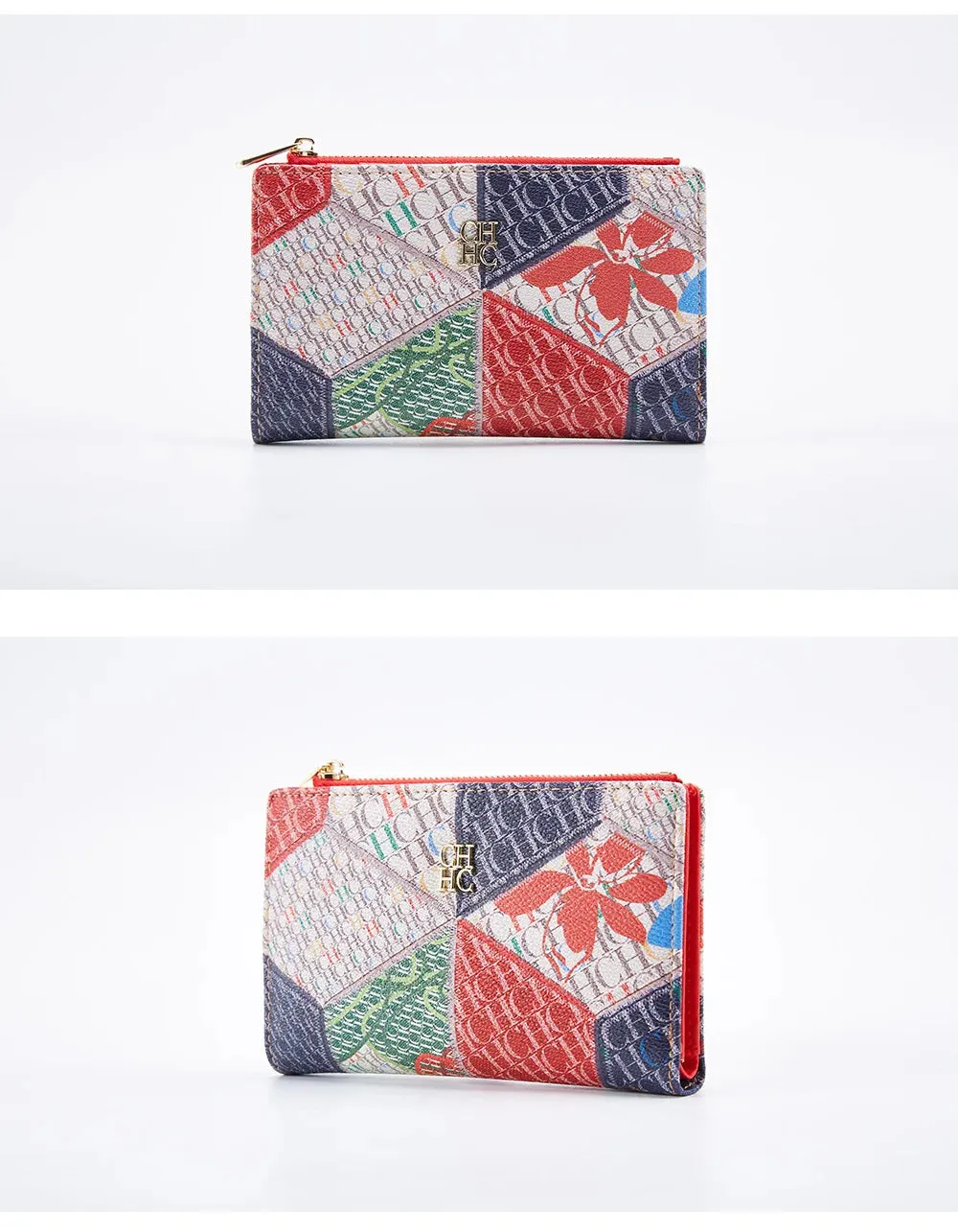 CHCH-Women's Cartoon Printing Long Wallet Retro Classic Wallet PVC Material Fashion Simple Large Capacity Bags
