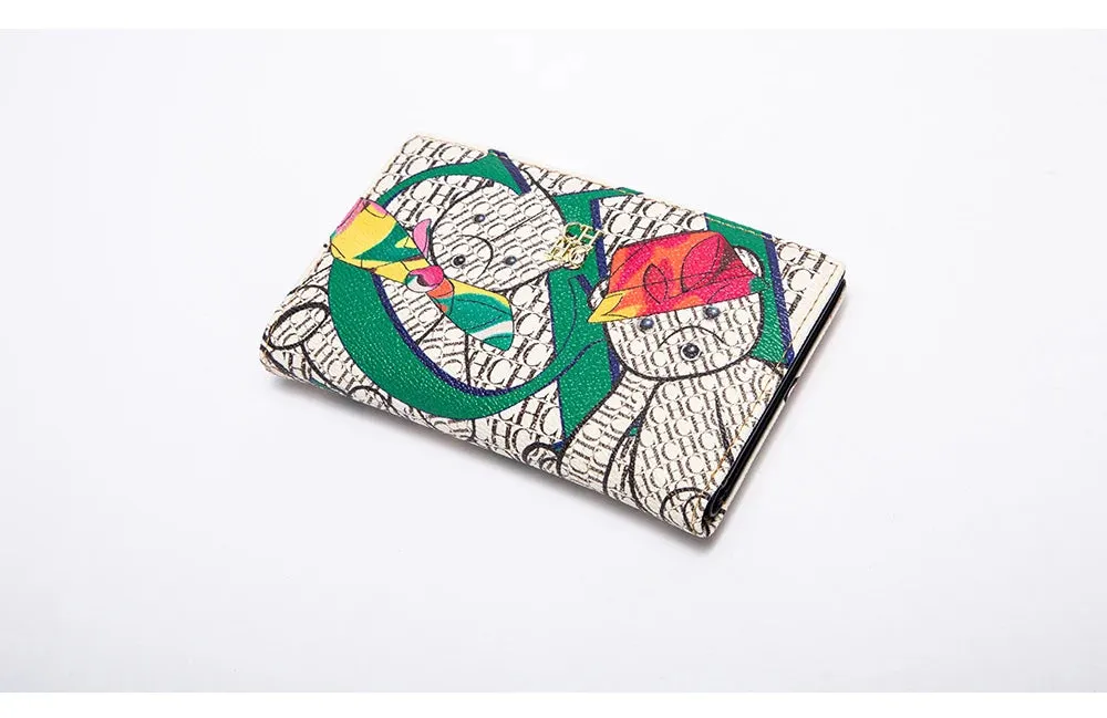 CHCH-Women's Cartoon Printing Long Wallet Retro Classic Wallet PVC Material Fashion Simple Large Capacity Bags