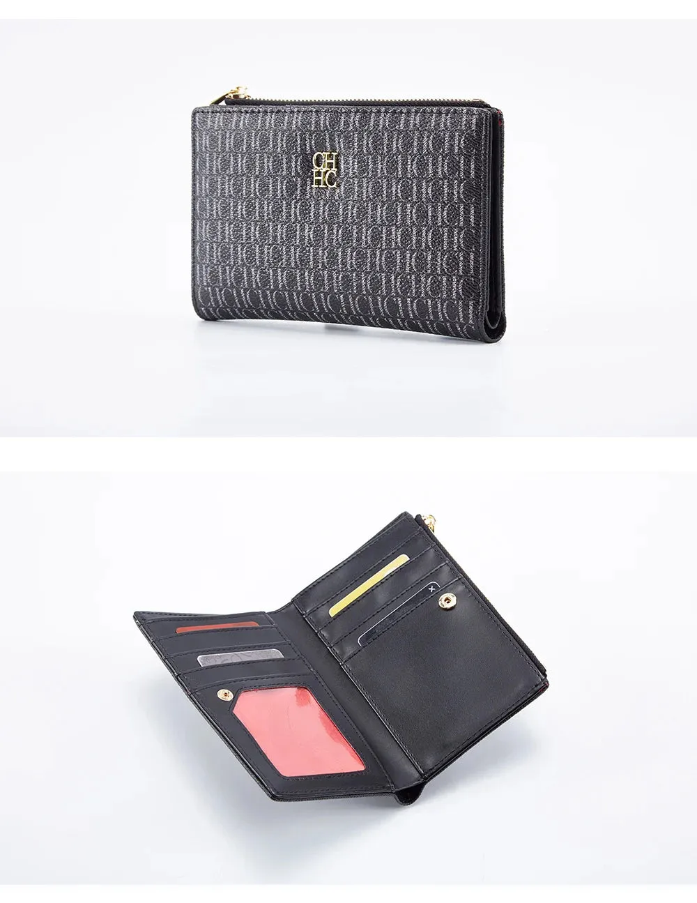 CHCH-Women's Cartoon Printing Long Wallet Retro Classic Wallet PVC Material Fashion Simple Large Capacity Bags