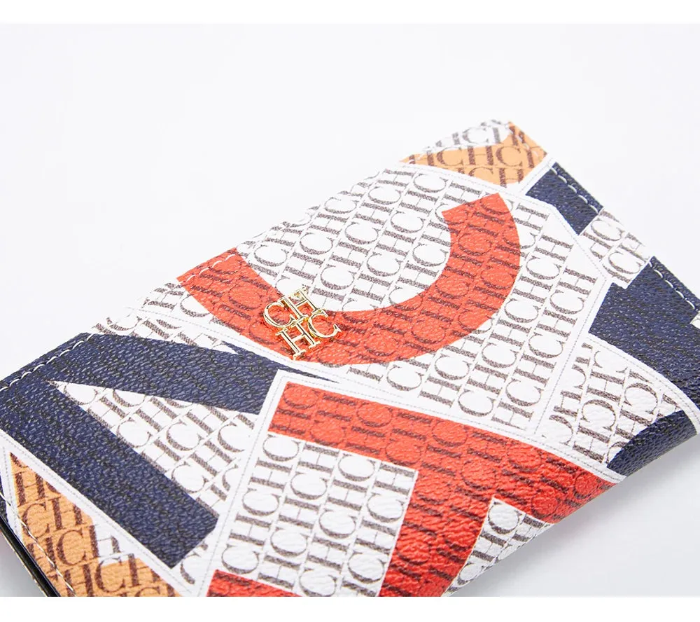 CHCH-Women's Cartoon Printing Long Wallet Retro Classic Wallet PVC Material Fashion Simple Large Capacity Bags