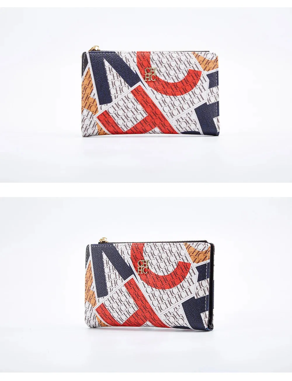 CHCH-Women's Cartoon Printing Long Wallet Retro Classic Wallet PVC Material Fashion Simple Large Capacity Bags