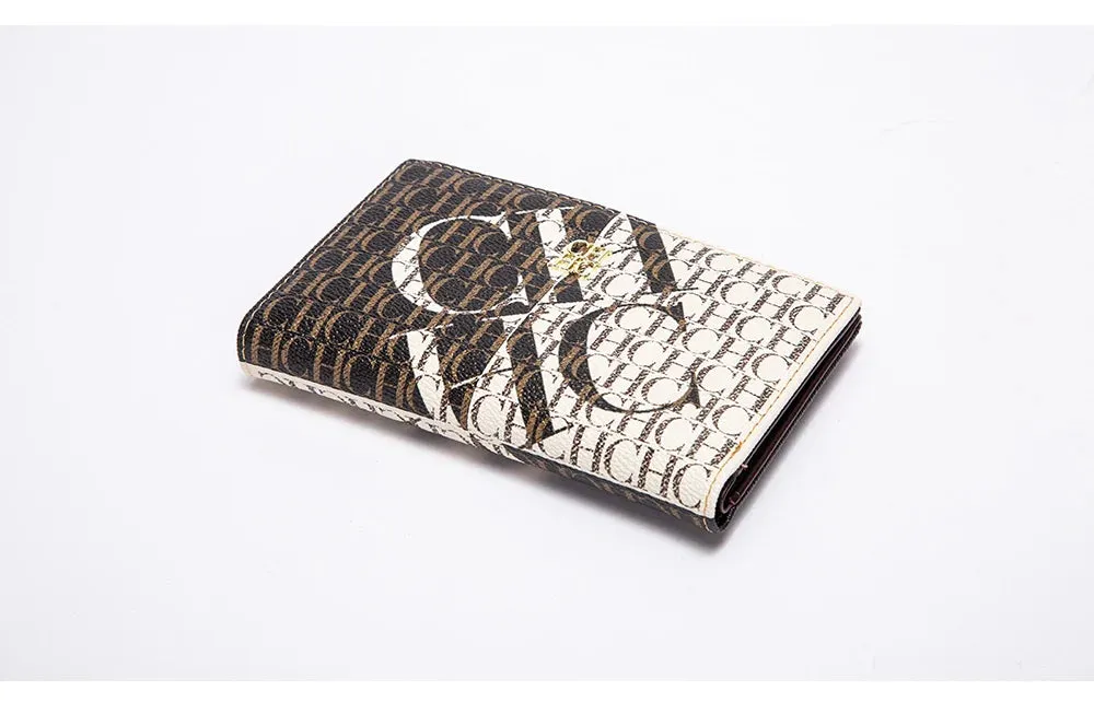 CHCH-Women's Cartoon Printing Long Wallet Retro Classic Wallet PVC Material Fashion Simple Large Capacity Bags