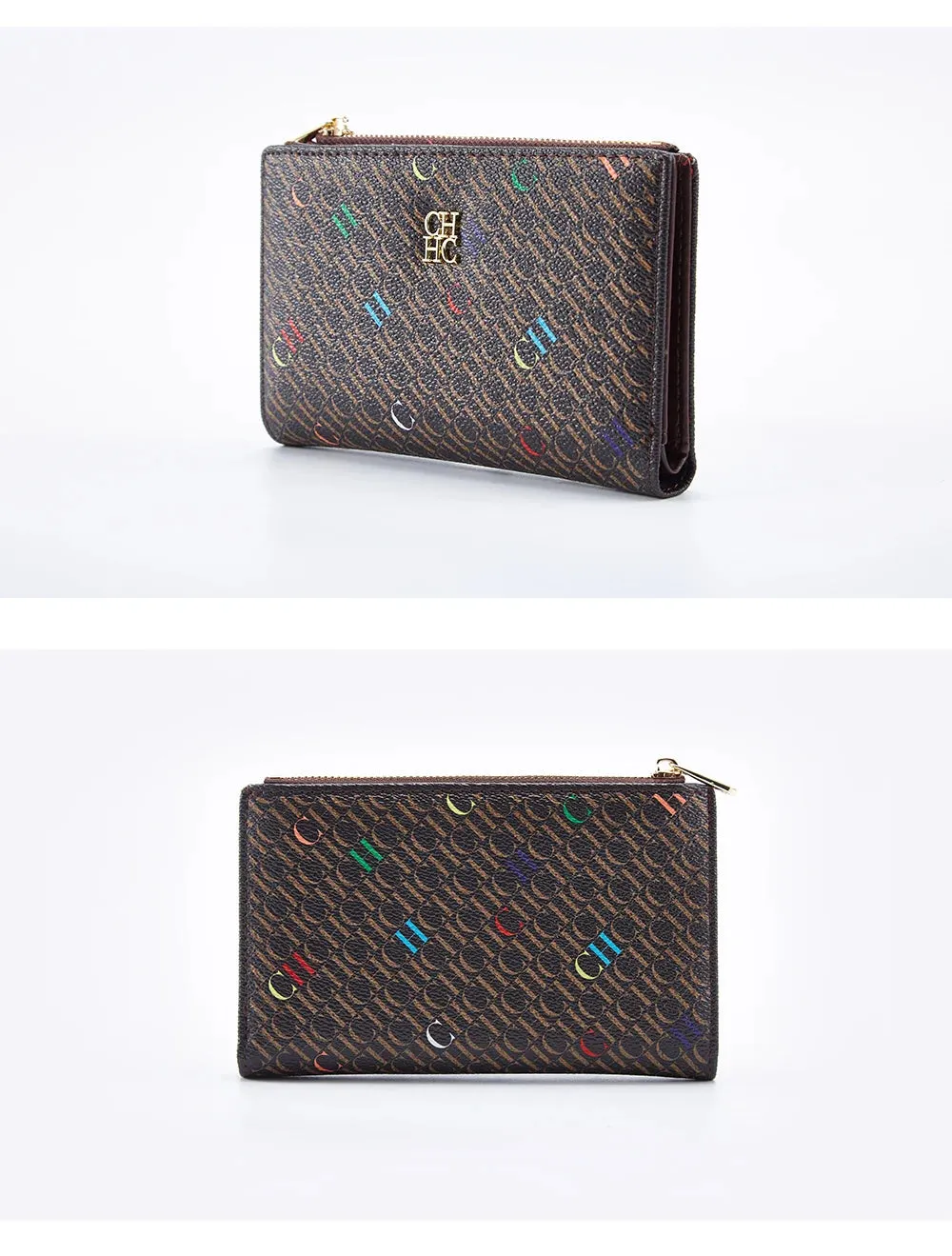 CHCH-Women's Cartoon Printing Long Wallet Retro Classic Wallet PVC Material Fashion Simple Large Capacity Bags