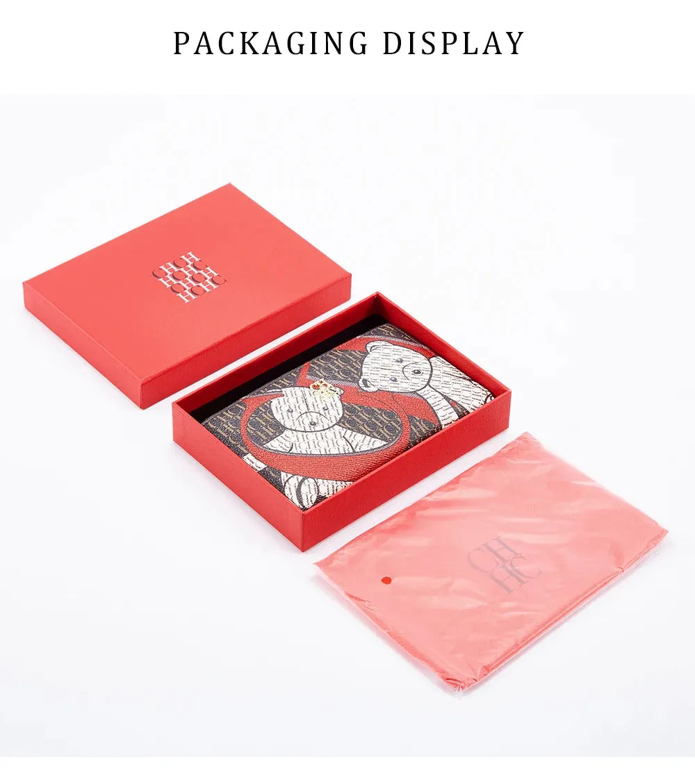 CHCH-Women's Cartoon Printing Long Wallet Retro Classic Wallet PVC Material Fashion Simple Large Capacity Bags