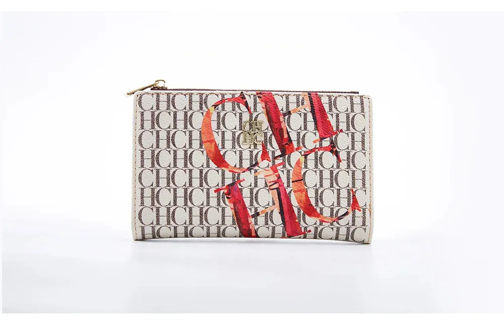 CHCH-Women's Cartoon Printing Long Wallet Retro Classic Wallet PVC Material Fashion Simple Large Capacity Bags
