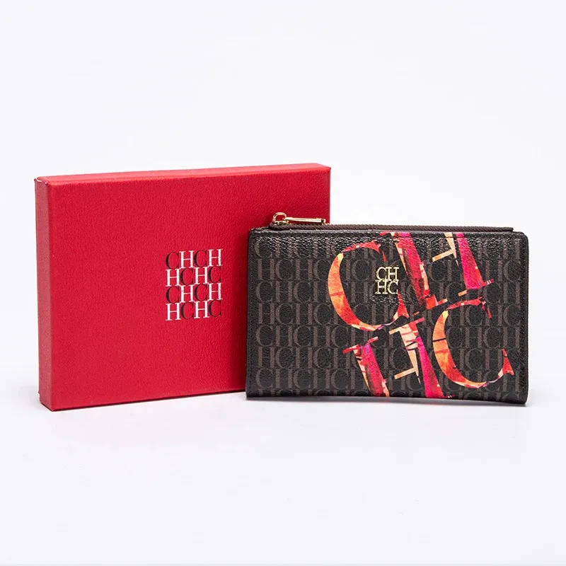 CHCH-Women's Cartoon Printing Long Wallet Retro Classic Wallet PVC Material Fashion Simple Large Capacity Bags