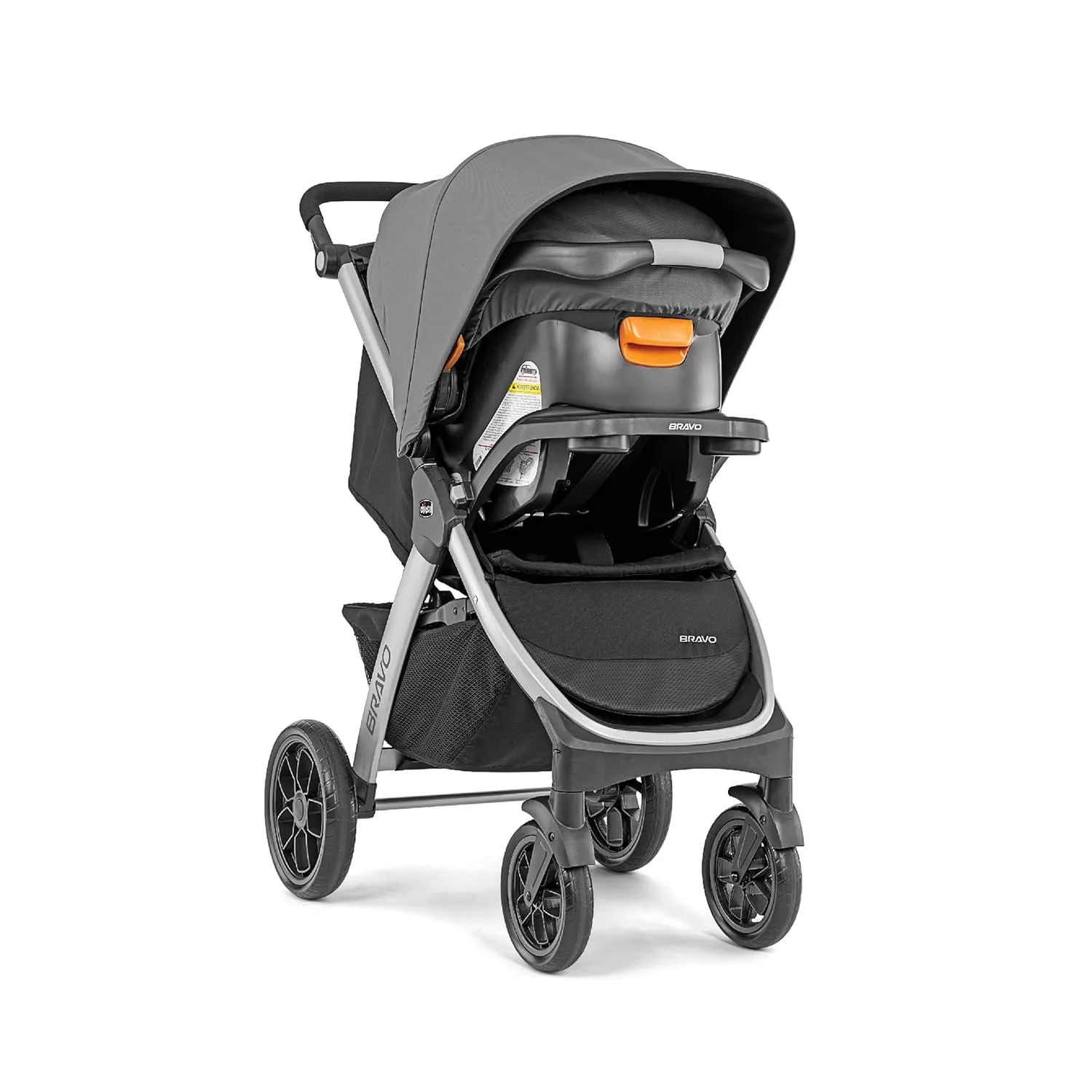 Chicco Bravo 3-in-1 Trio Travel System, Bravo Quick-Fold Stroller with KeyFit 30 Infant Car Seat and base, Car Seat and Stroller Combo | Calla/Grey