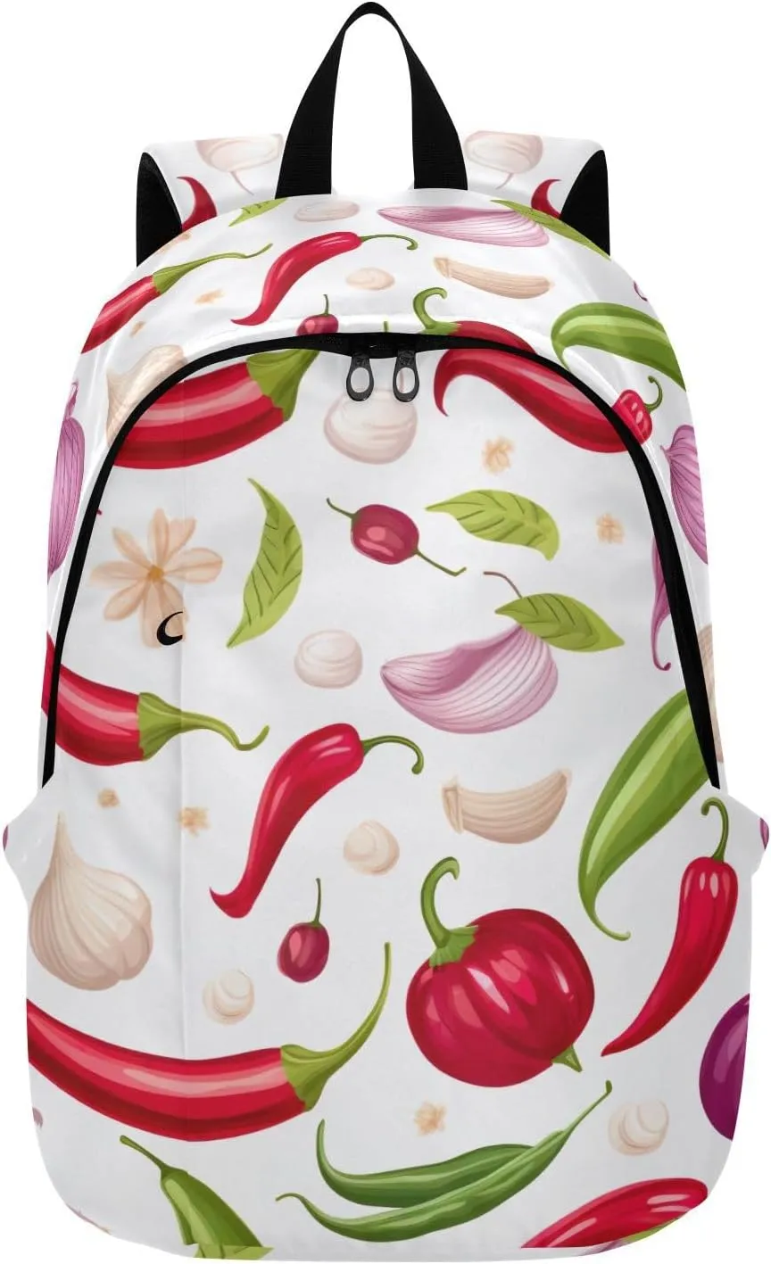 Chili Pepper Onion Travel Laptop Backpack for Women Computer Backpacks Work Backpack Large Bag Waterproof Back Pack for Men Work Travel Airplanes Business Weekend