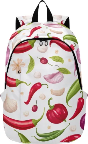 Chili Pepper Onion Travel Laptop Backpack for Women Computer Backpacks Work Backpack Large Bag Waterproof Back Pack for Men Work Travel Airplanes Business Weekend