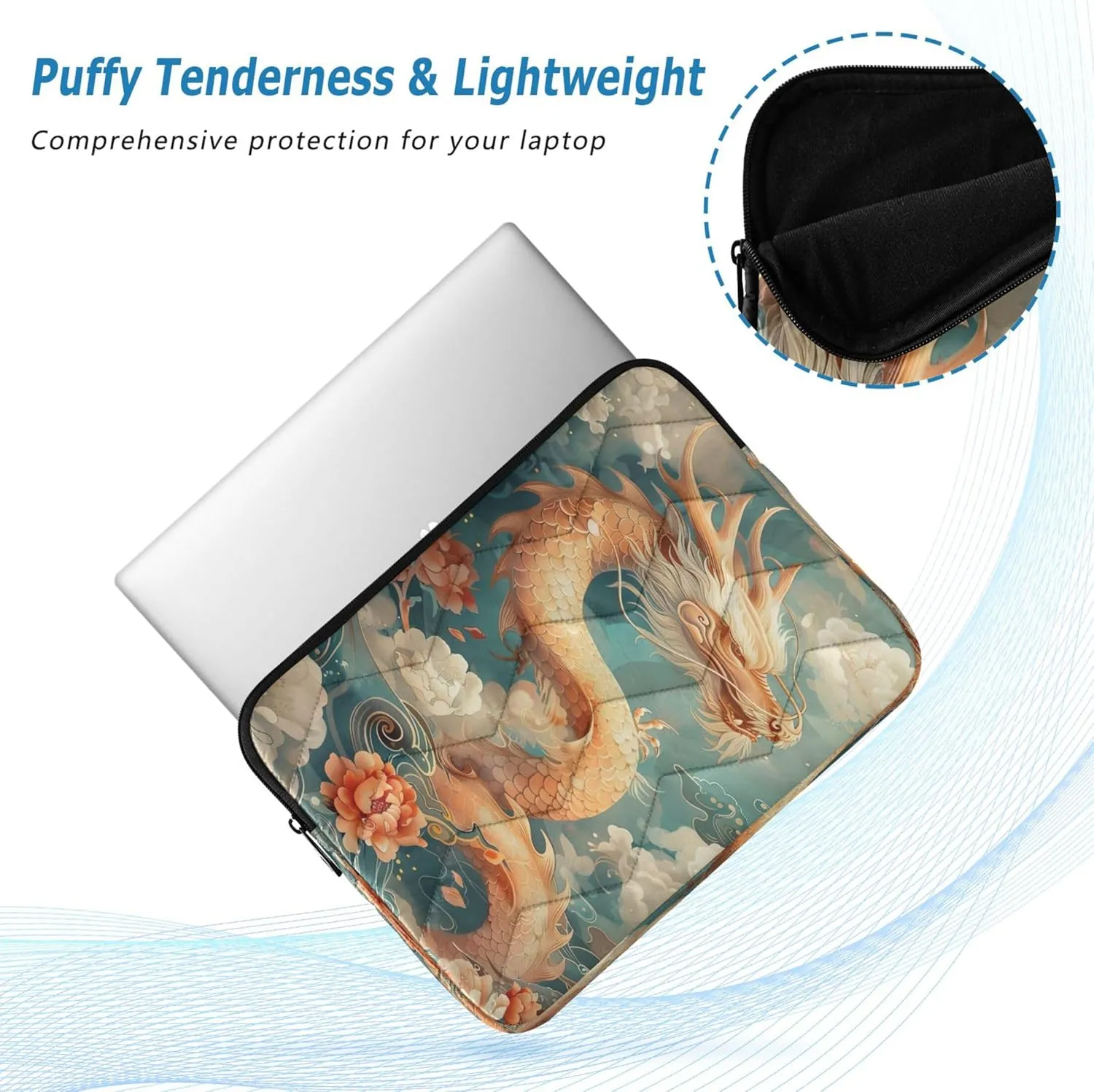 Chinese Dragon Laptop Case for Women, 13-13.3 Inch Laptop Bags for Women, Travel Laptop Bag