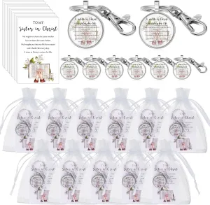 Christian Sister Gift to My Sister in Christ Card Bible Verse Keychain Bag for Women Friend Birthday Church Gift