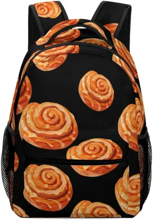 Cinnamon Rolls Pastry Cute Backpack Casual Funny Printing Basic Shoulder Bag for Men Women Travel Picnic
