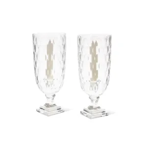 Circle Glass Hurricane Pair
