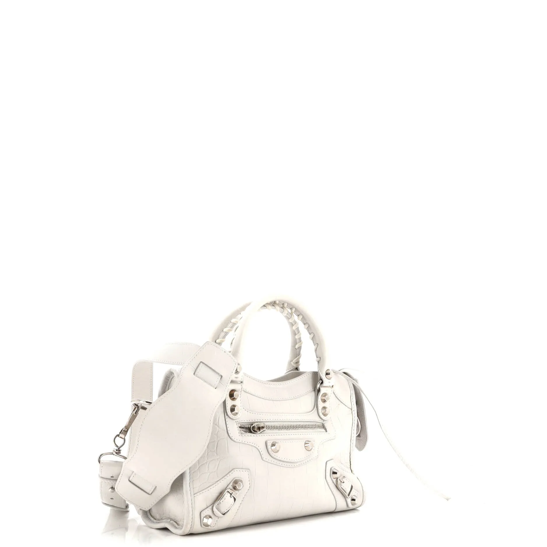 City Classic Studs Bag Crocodile Embossed Leather Mini