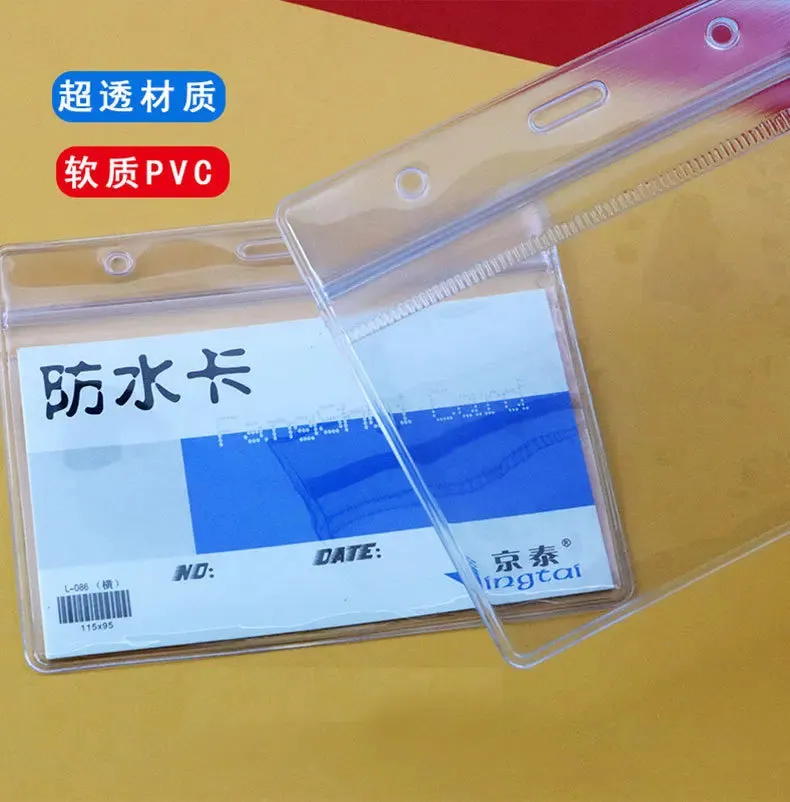 Clark & Co. Waterproof PVC ID Card Holders – 10-Piece Set of Transparent Zipper Badge & Card Holders