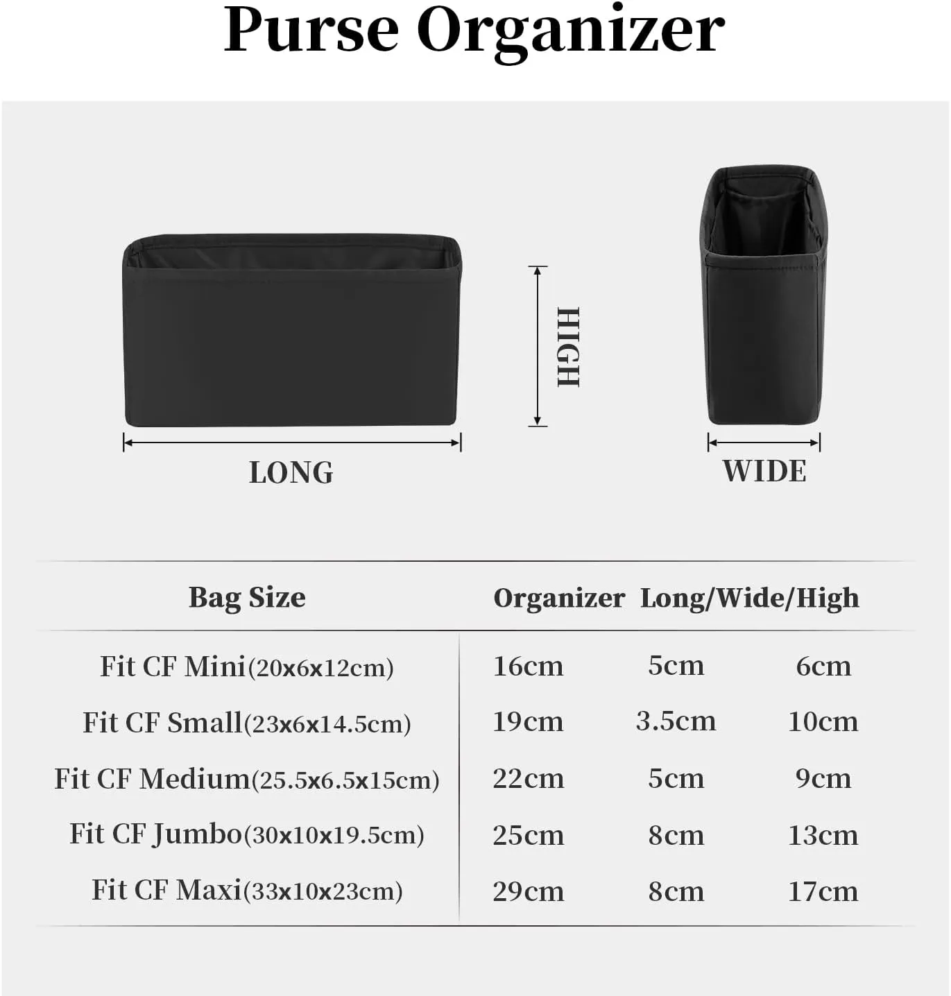Classic Flap Bag Organizer Insert, Purse Organizer for Handbag Compatible with Chanel Classic Flap Jumbo, Multiple Pockets Bag Organizer (Black, Chanel CF Jumbo)