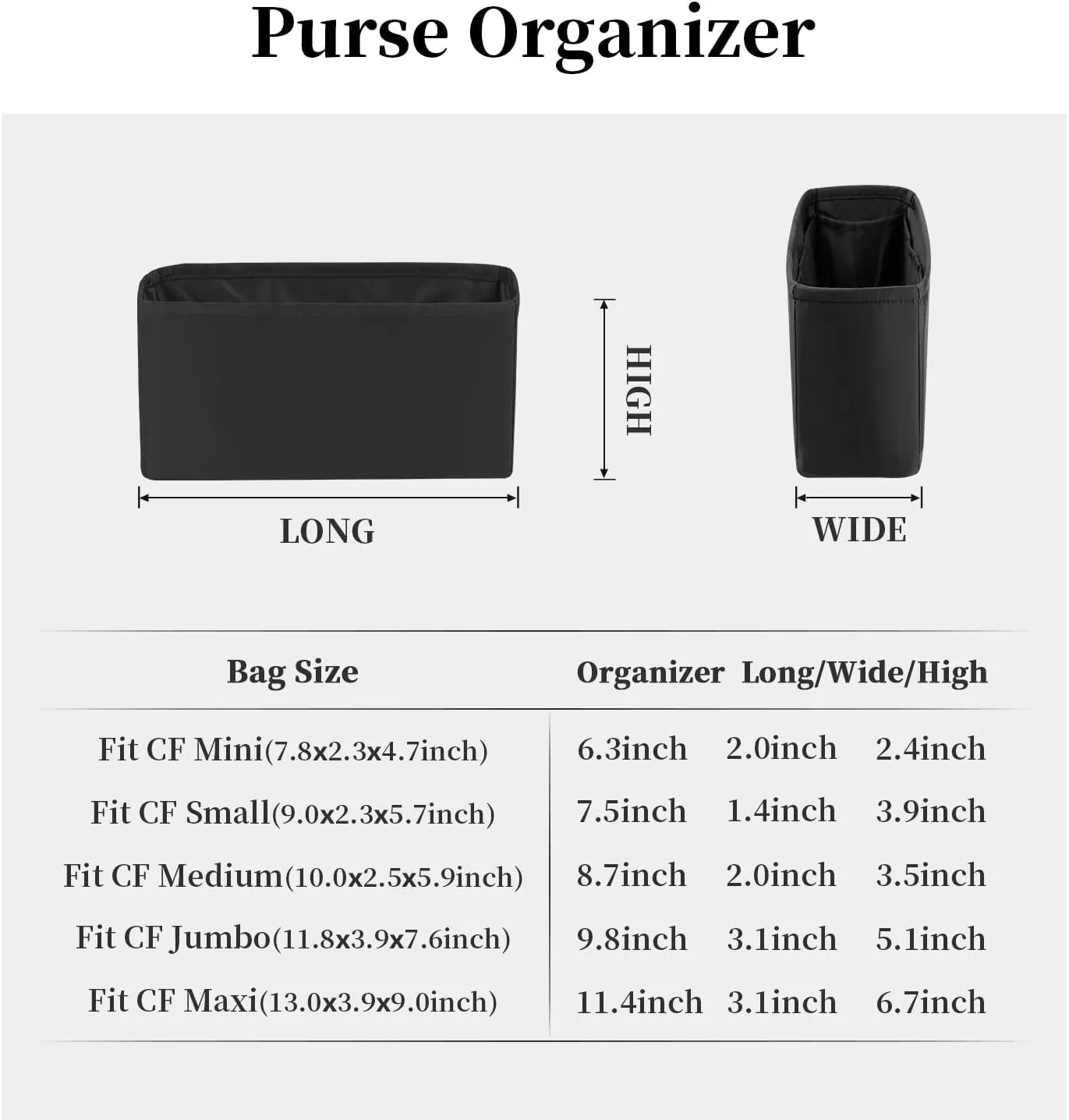 Classic Flap Bag Organizer Insert, Purse Organizer for Handbag Compatible with Chanel Classic Flap Jumbo, Multiple Pockets Bag Organizer (Black, Chanel CF Jumbo)