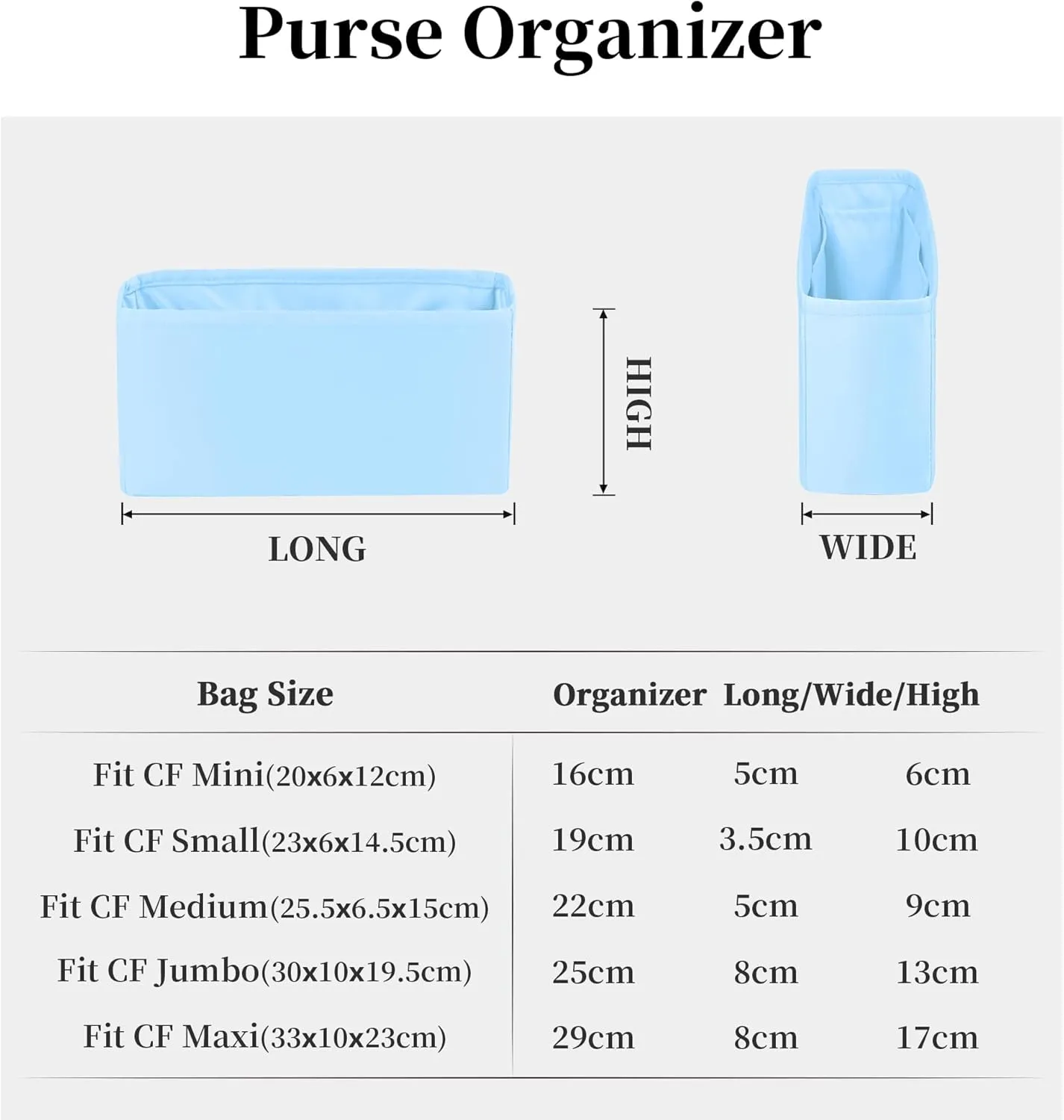 Classic Flap Bag Organizer Insert, Purse Organizer Insert Compatible with Chanel Classic Flap Small, Lightweight Purse Divider with Pockets (Celeste, CF Small)