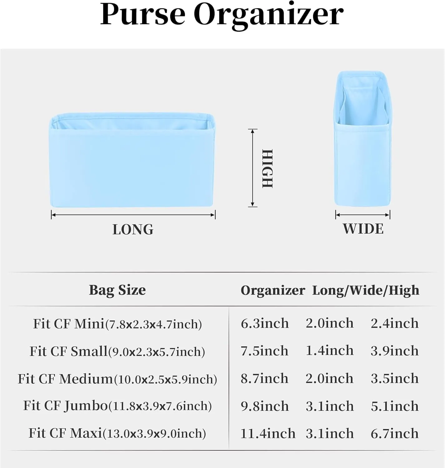 Classic Flap Bag Organizer Insert, Purse Organizer Insert Compatible with Chanel Classic Flap Small, Lightweight Purse Divider with Pockets (Celeste, CF Small)