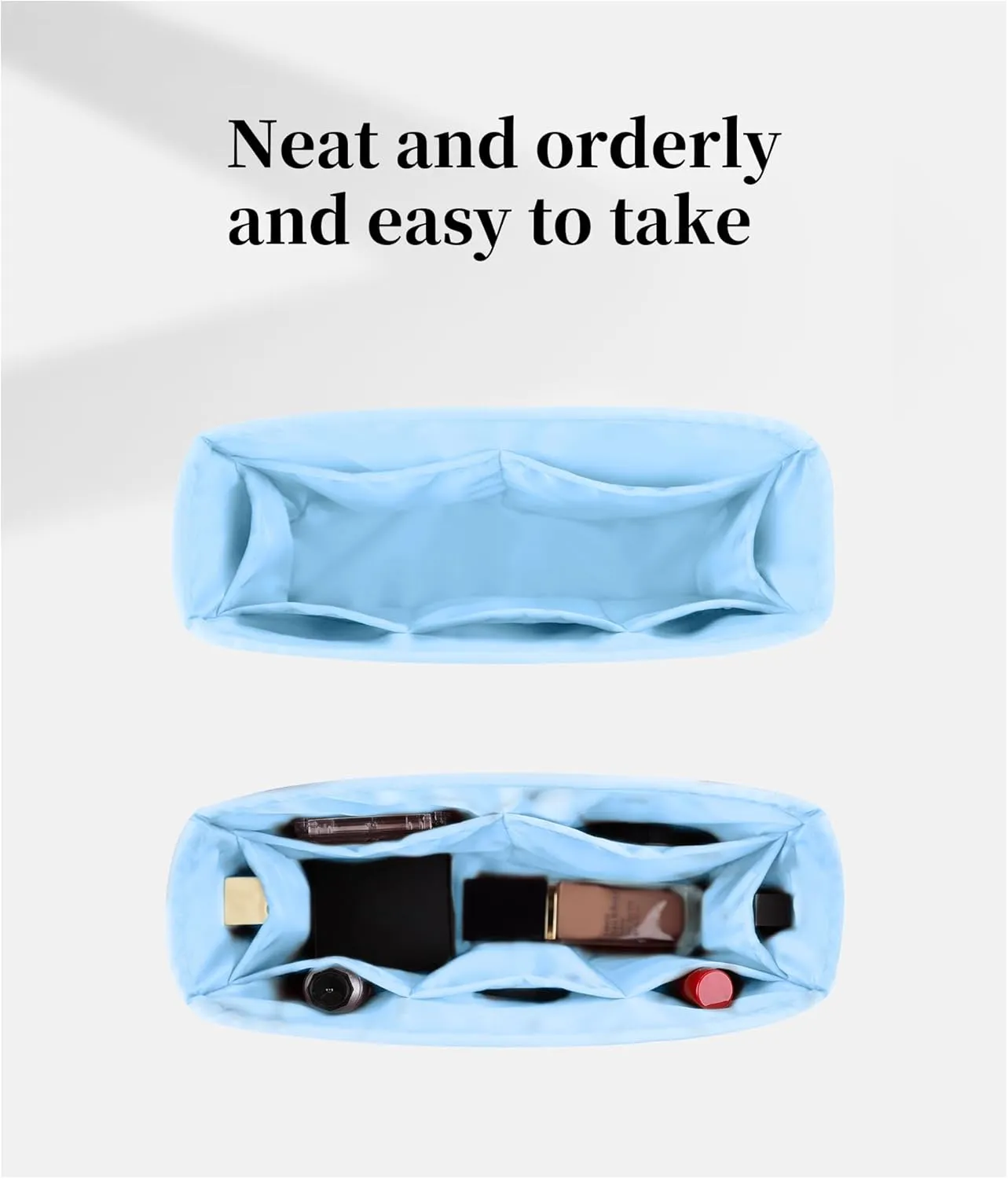 Classic Flap Bag Organizer Insert, Purse Organizer Insert Compatible with Chanel Classic Flap Small, Lightweight Purse Divider with Pockets (Celeste, CF Small)
