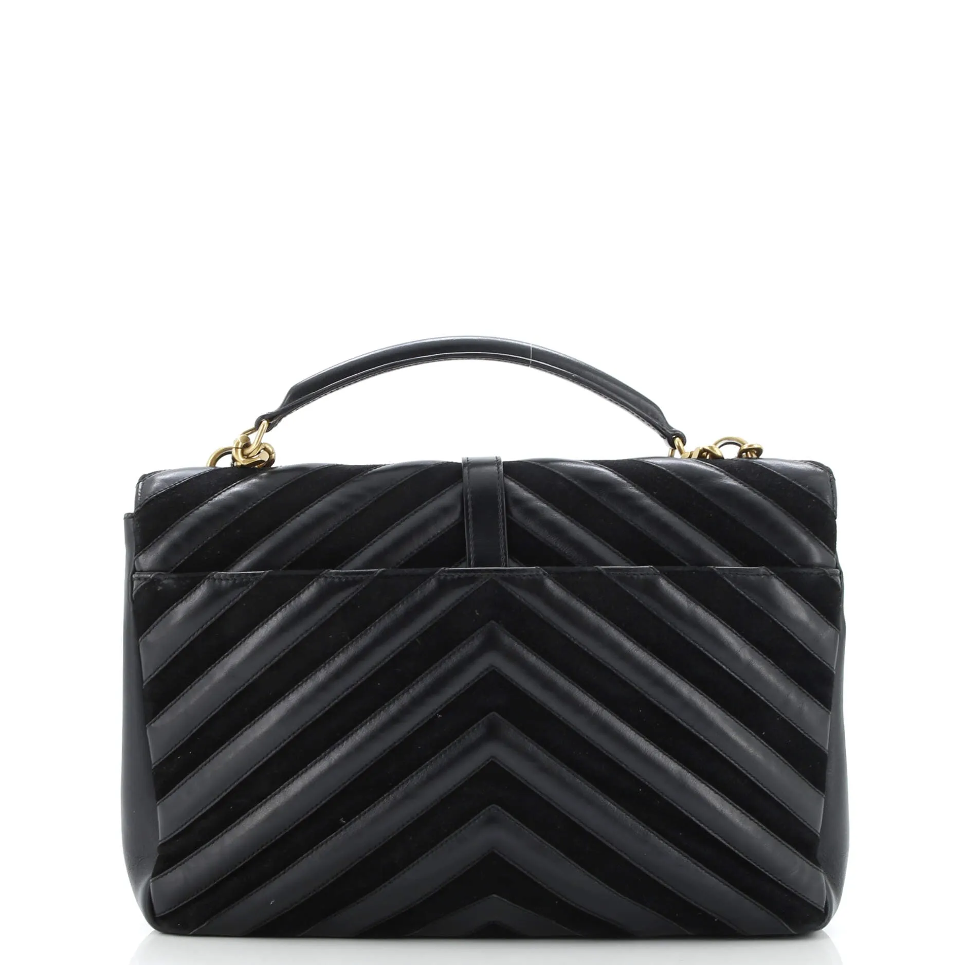 Classic Monogram College Bag Matelasse Chevron Leather and Suede Large