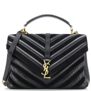Classic Monogram College Bag Matelasse Chevron Leather and Suede Large
