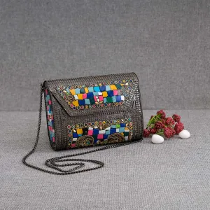 Classic Oxidized Gem Square Clutch