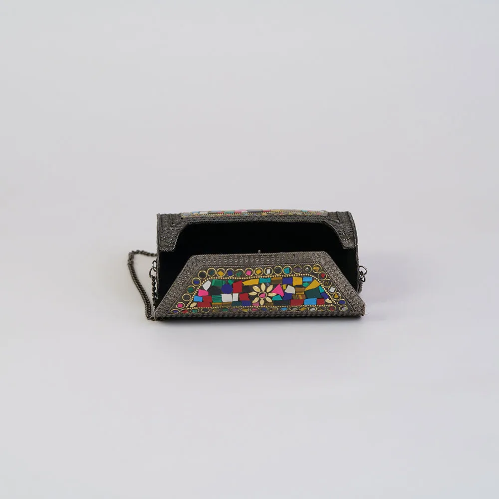 Classic Oxidized Gem Square Clutch