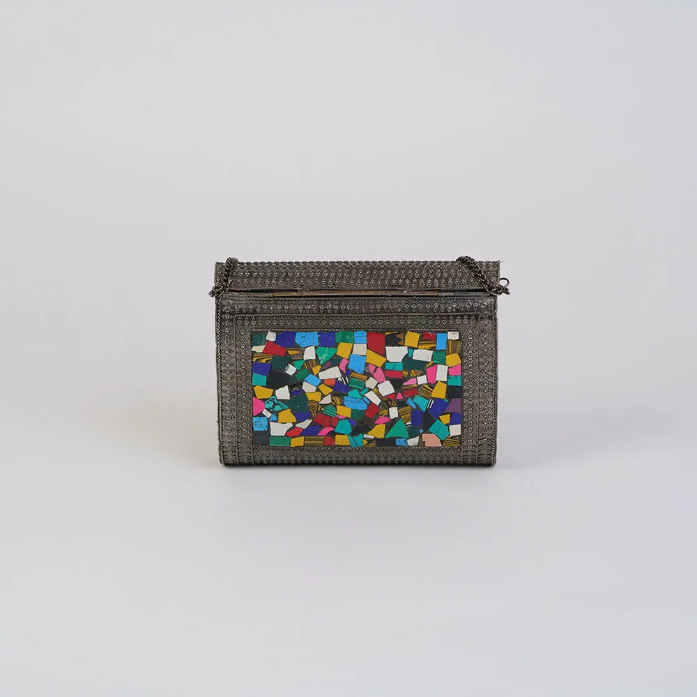 Classic Oxidized Gem Square Clutch