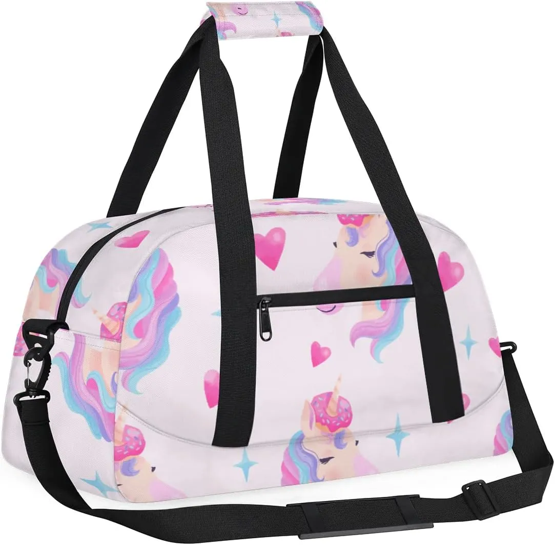 Classic Romance Style Gym Bag Sports Duffle Bag Weekend Sleepover Duffel Bags Small Travel Tote for Overnight Workout Gymnastics Dance Ballet