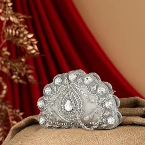 Classic Shell Beadwork Bridal Clutch